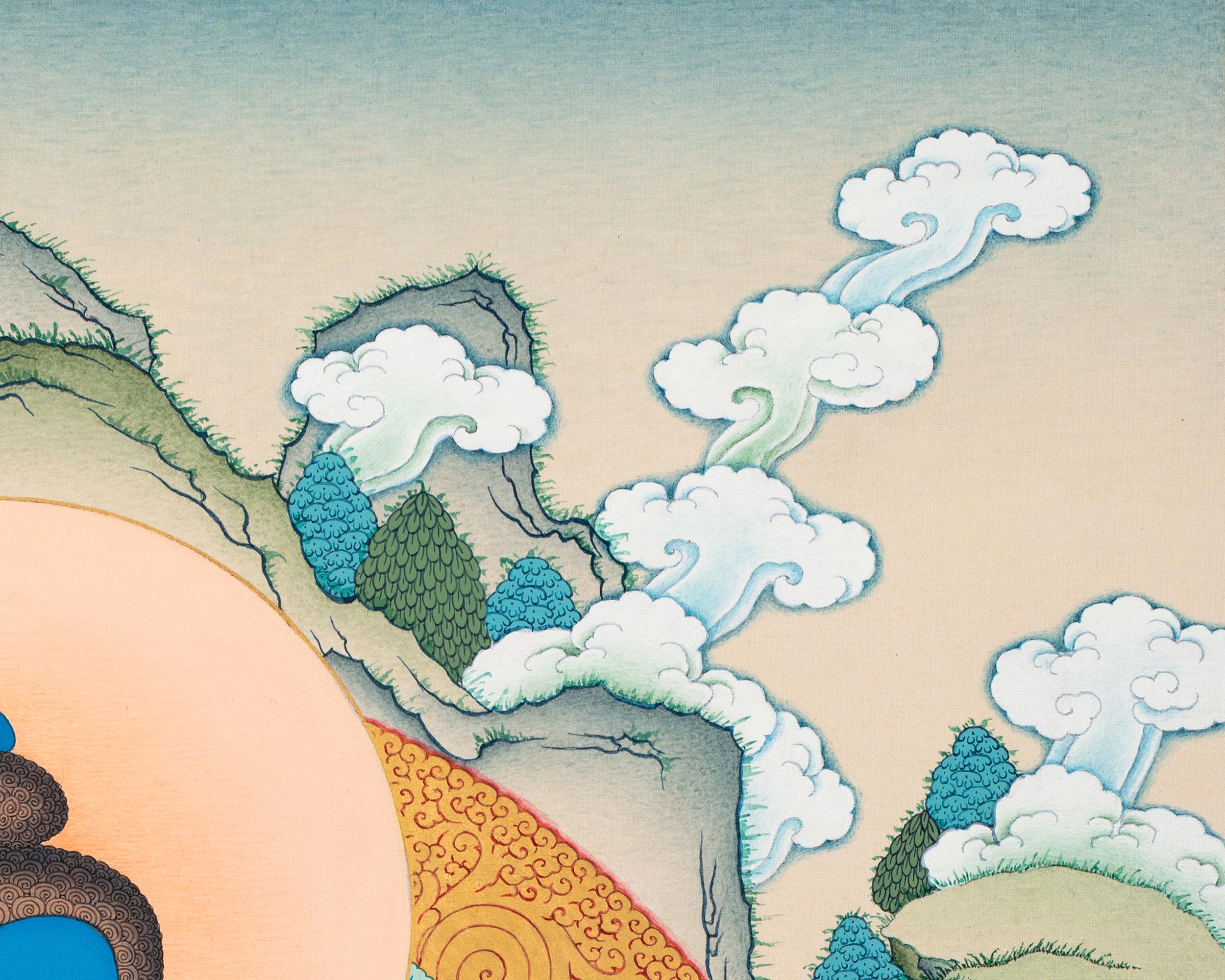 Medicine Buddha Meditation Thangka Print | Bhaisajyaguru Painting