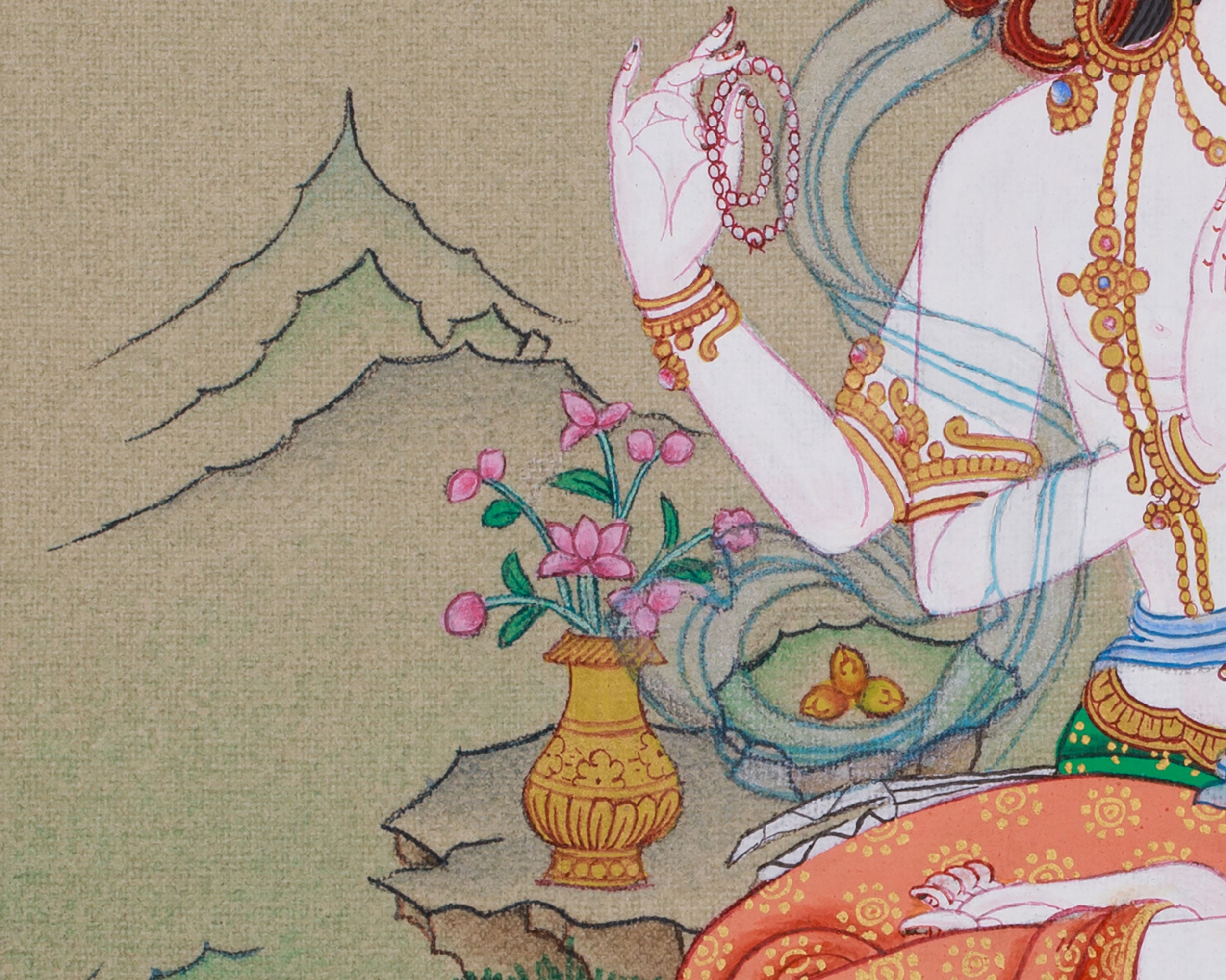 Divine Four-Armed Chenrezig Thangka | A Sacred Symbol of Compassion