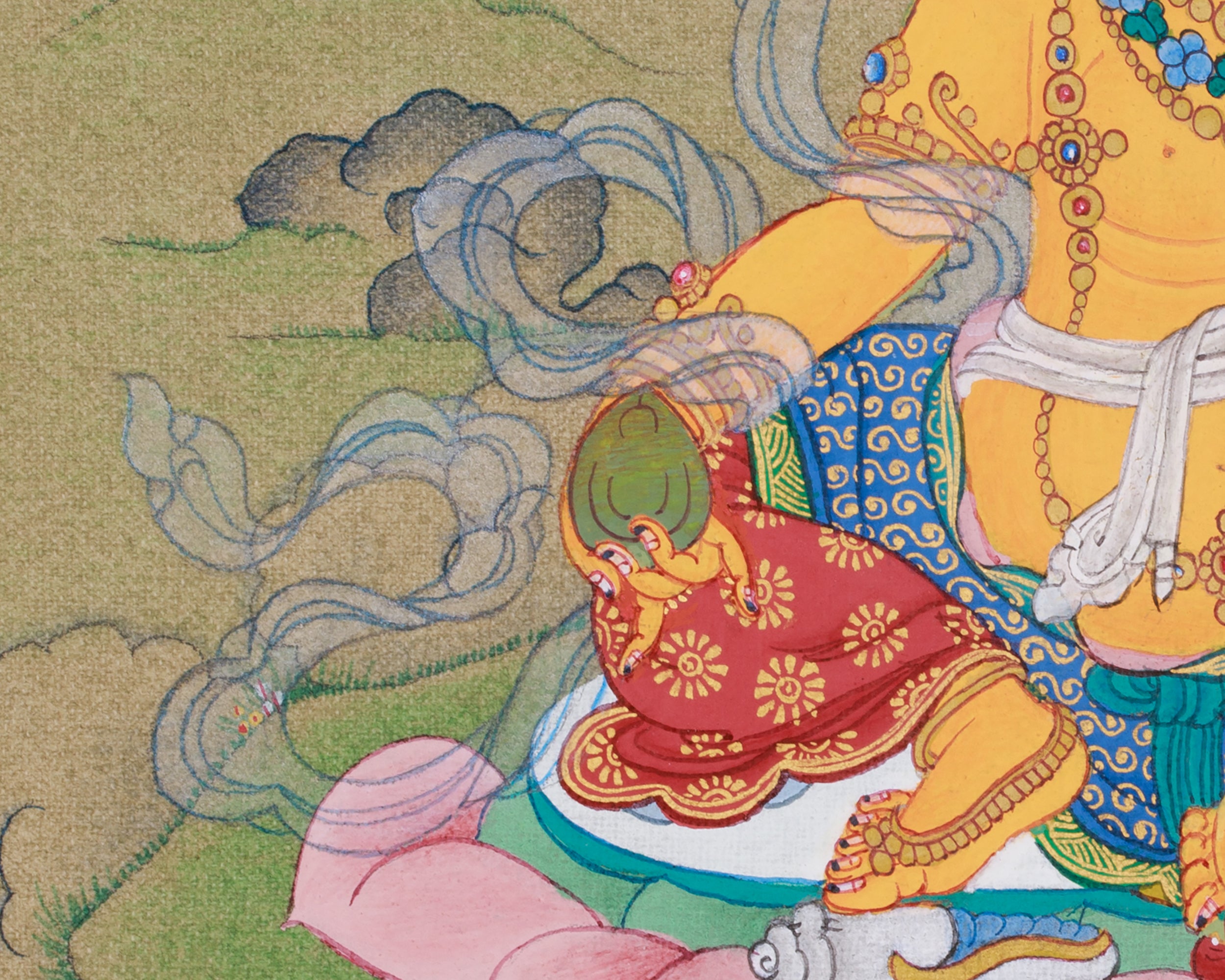 Traditional Dzambhala Thangka | Buddha of Wealth and Prosperity