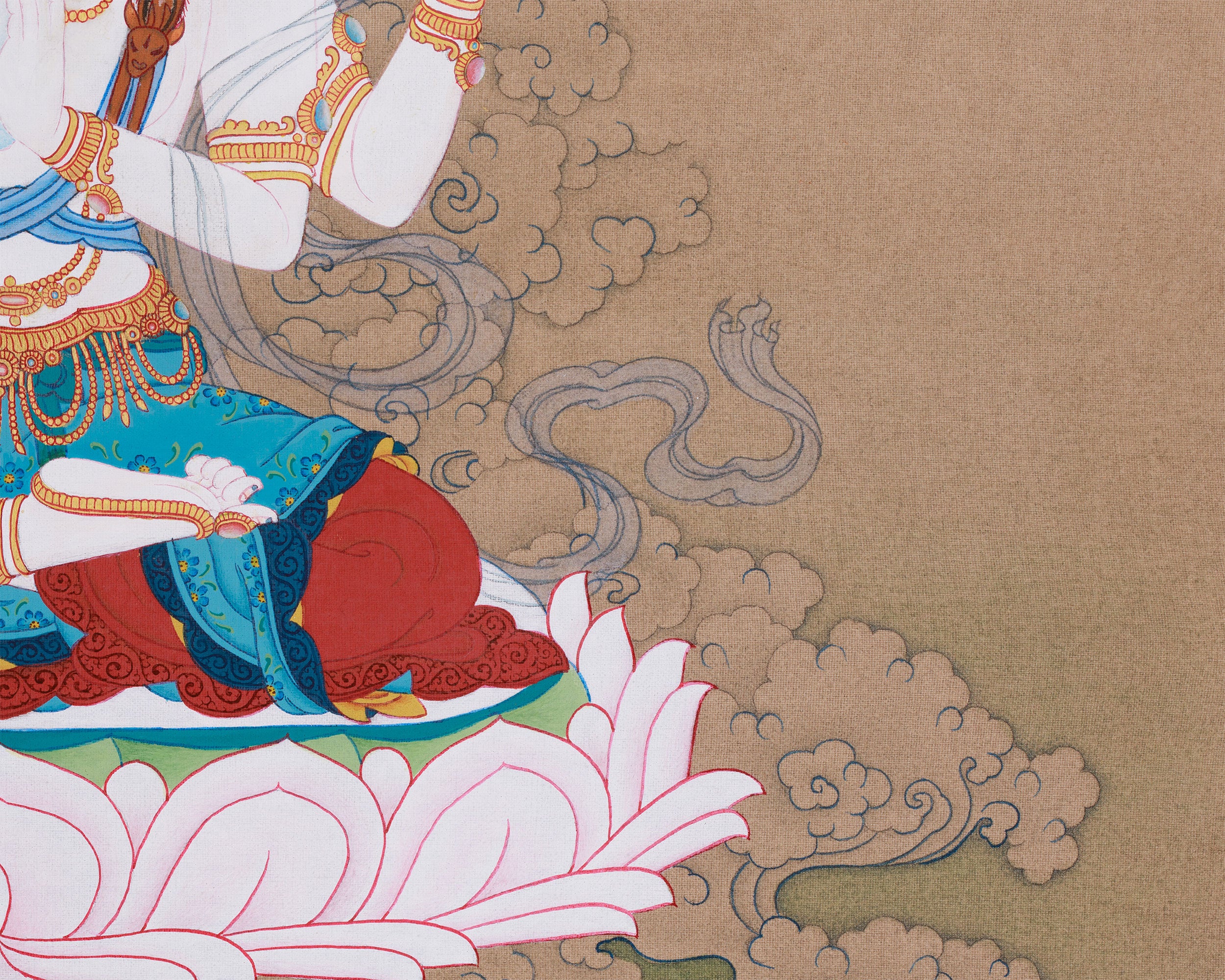 Hand-Painted Bodhisattva Chenrezig Buddha | Compassionate Deity for Healing and Peace