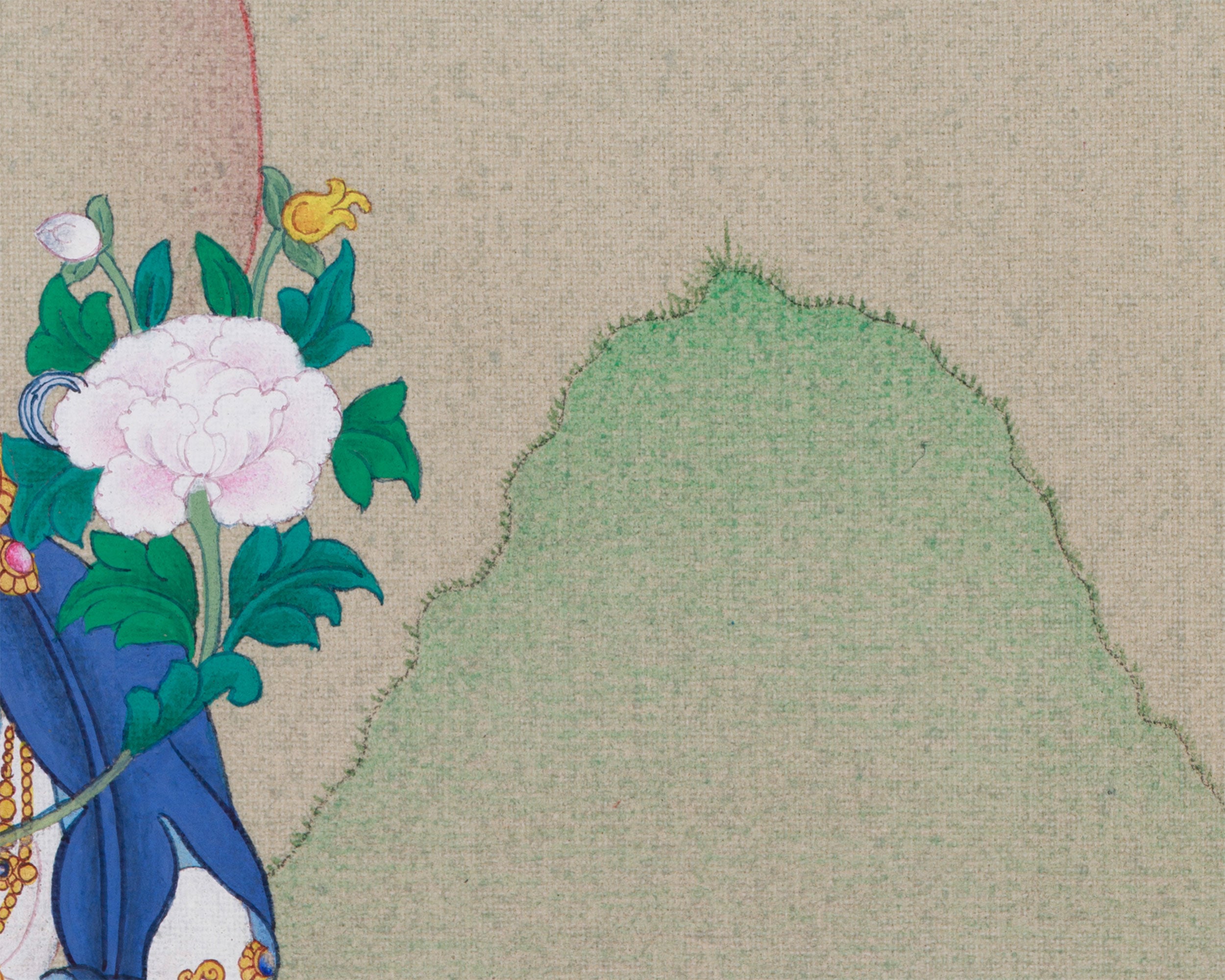 13 Inches White Tara Buddha Art | Hand-Painted Tibetan Deity of Healing