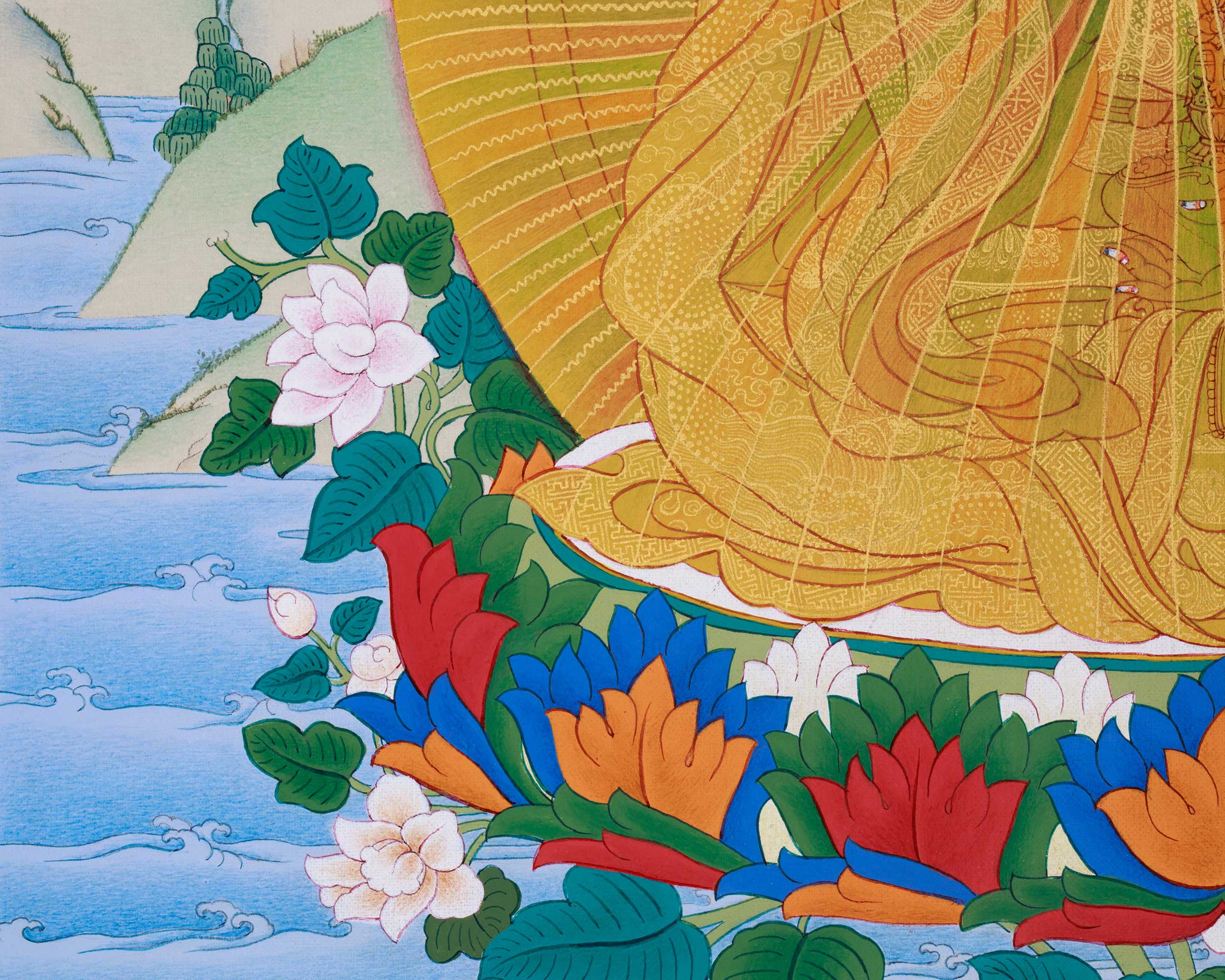 Guru Rinpoche Rainbow Body Thangka, A Mystical Art