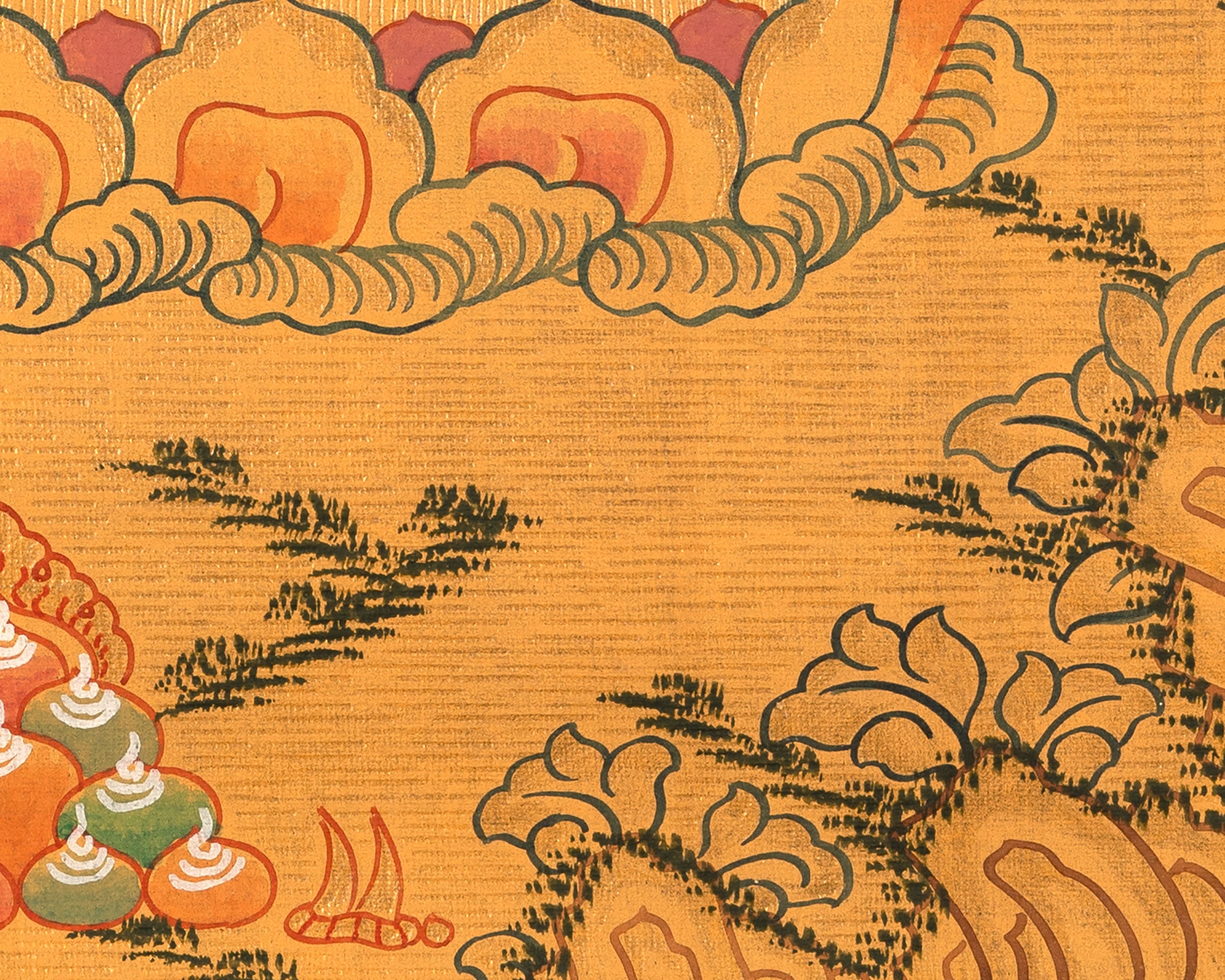 12 Inches Four Armed Chenrezig | Tibetan Bodhisattva Painting