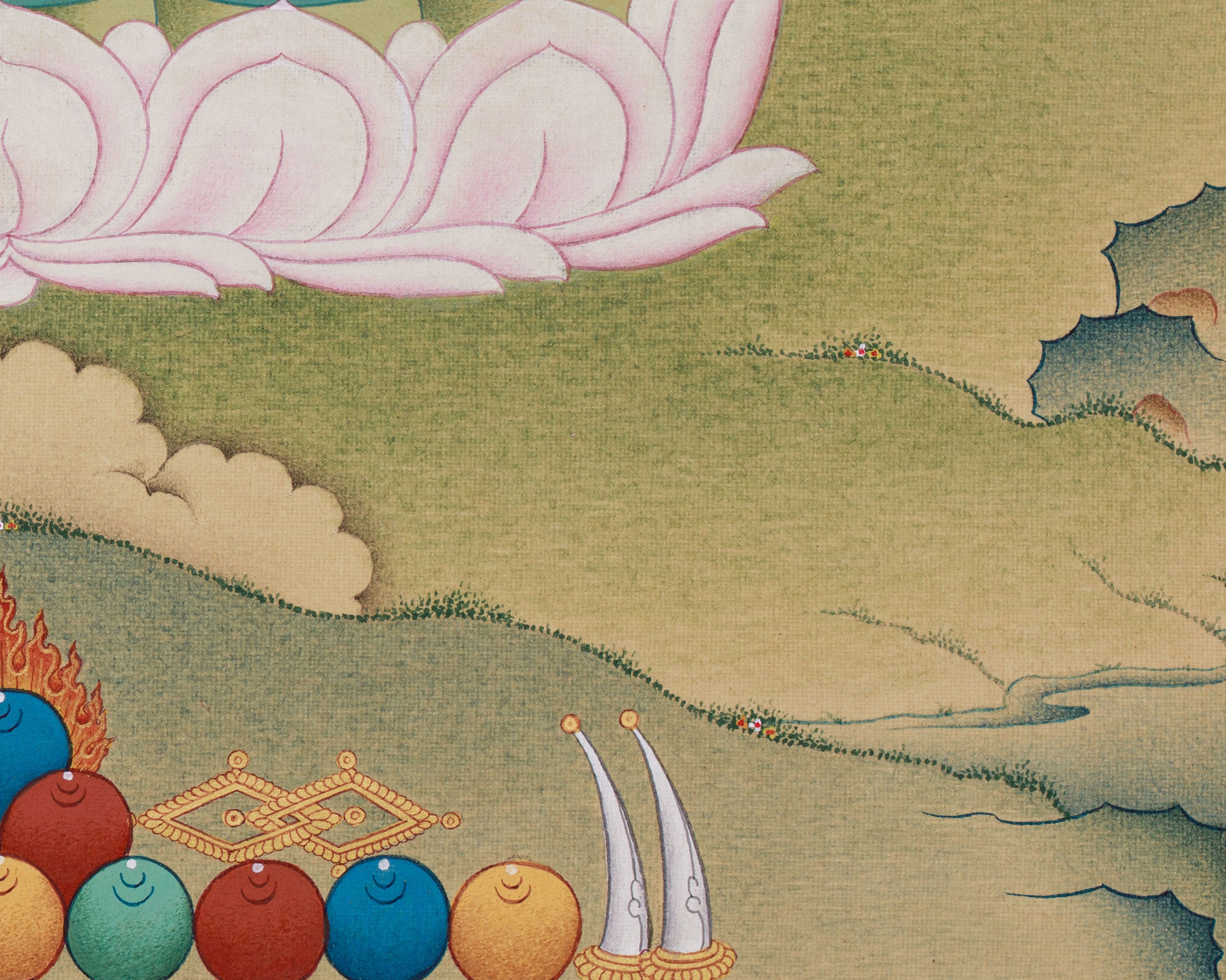 Goddess White Tara With Amitabha Thangka | Healing, Longevity and Spiritual Protection