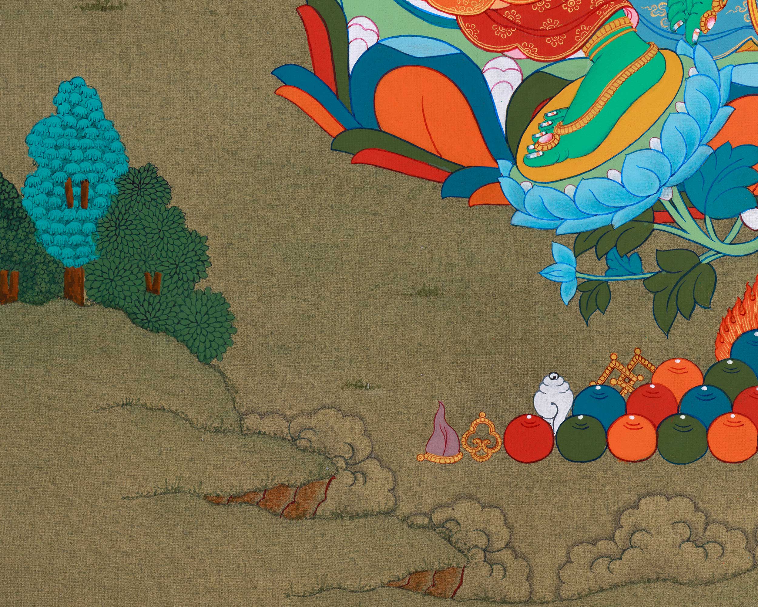 Radiant Mother Tara Thangka | Green Tara | Embrace Divine Protection