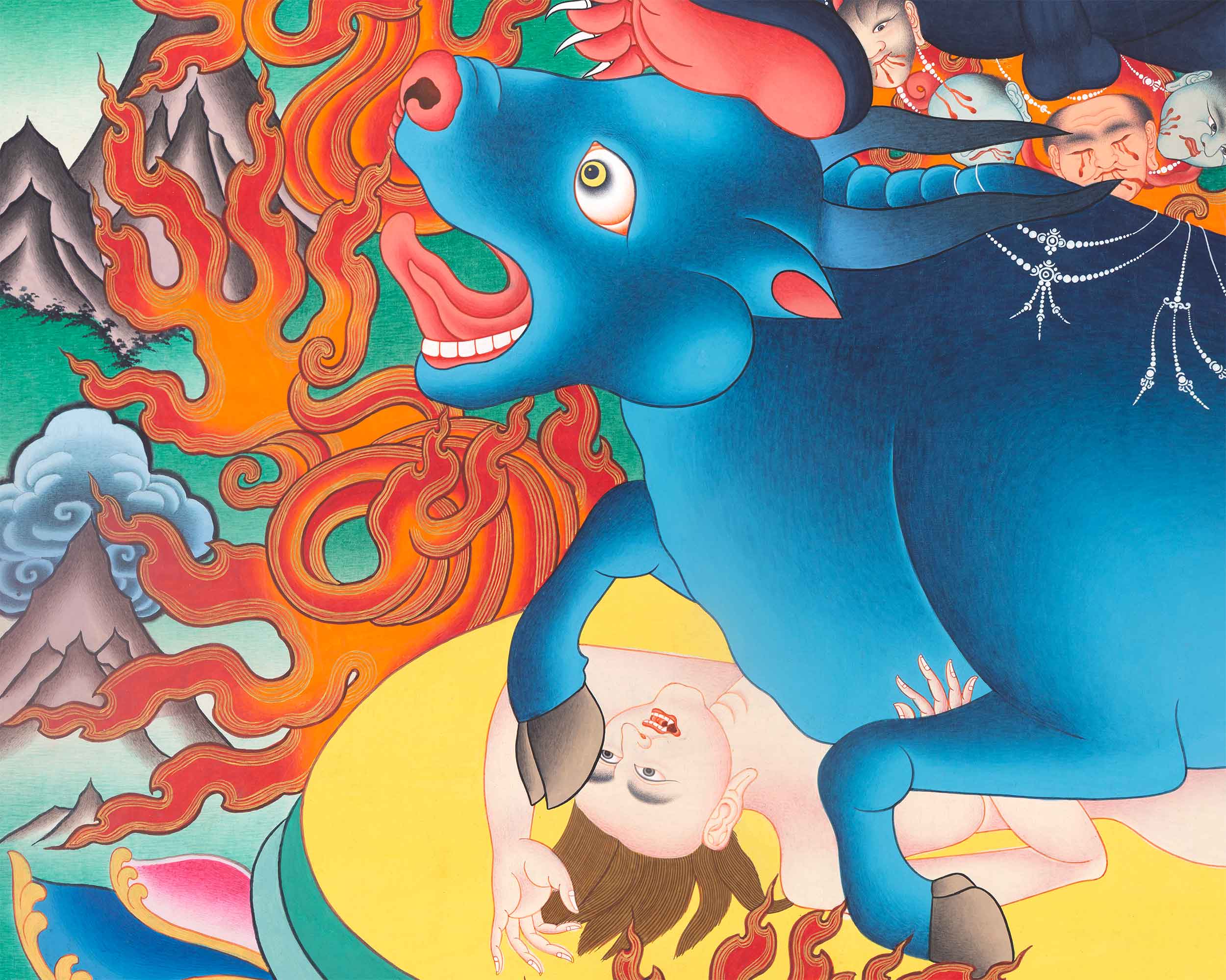 High-Quality Giclee Print Of Yama Dharmaraja | Traditional Nepali Print For Wall Hanging & Room Decor