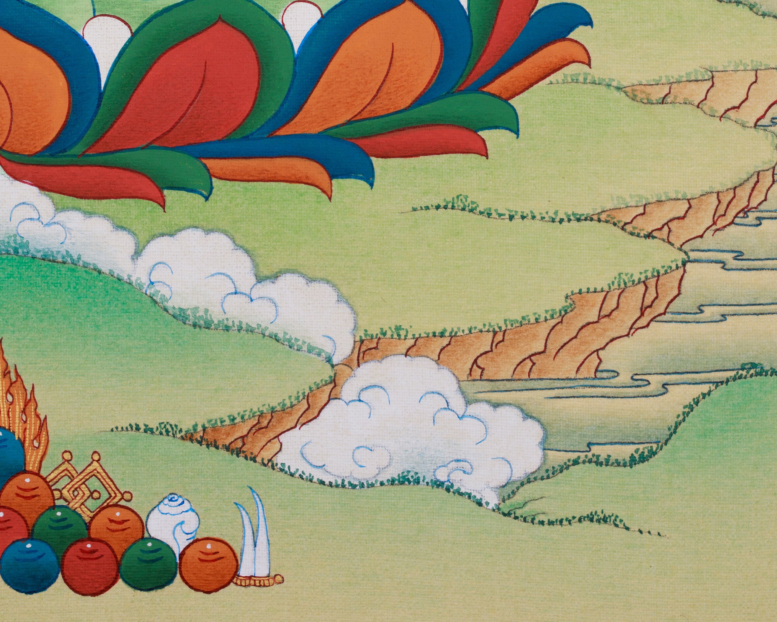 Radiant Red Buddha Amitayus Thangka | Enlightened One Bestowing Longevity & Peace