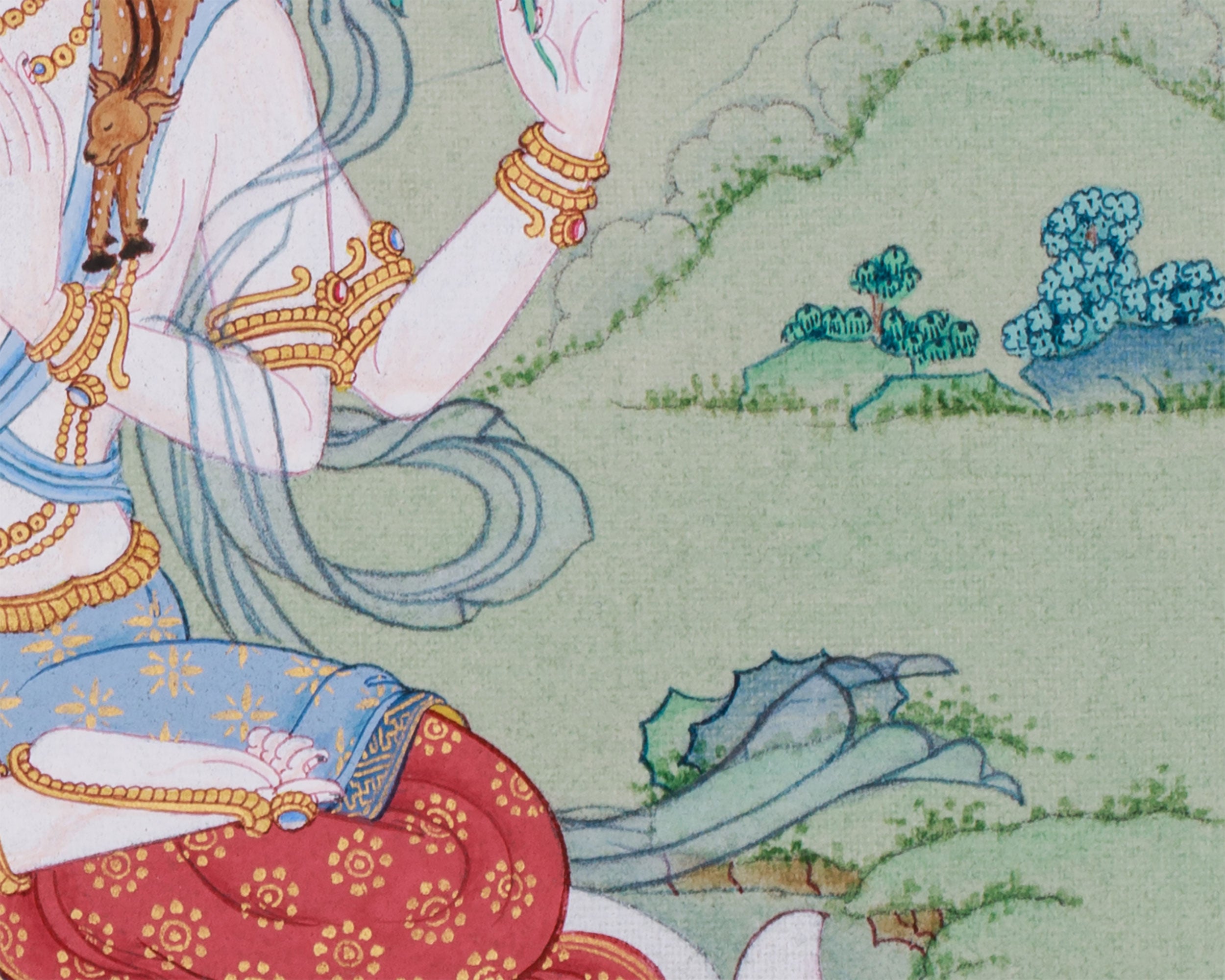 4-Armed Bodhisattva Chenrezig Thangka | Compact Sacred Artwork