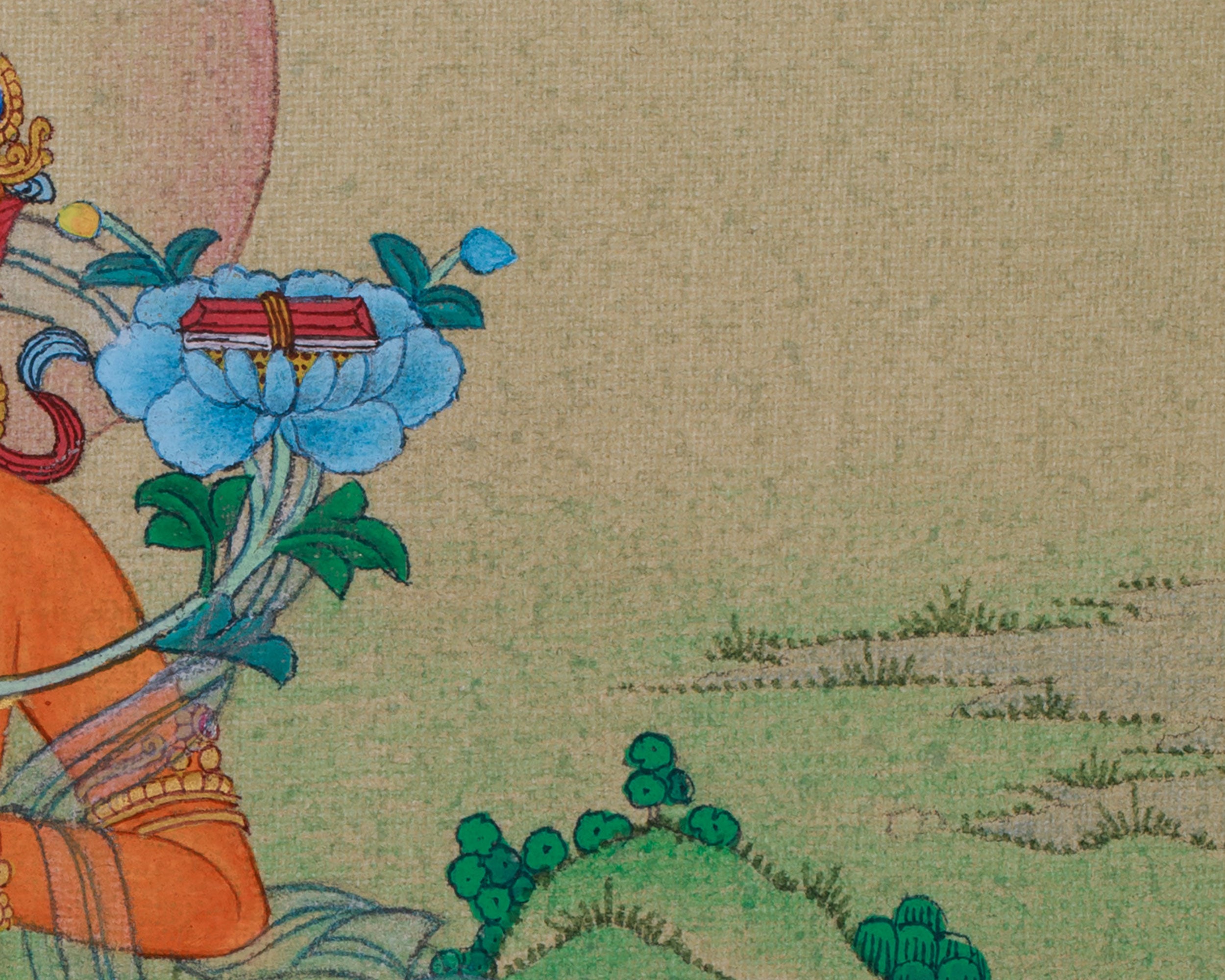 Embodiment Of Wisdom Manjushri Thangka | Wielding Flaming Sword