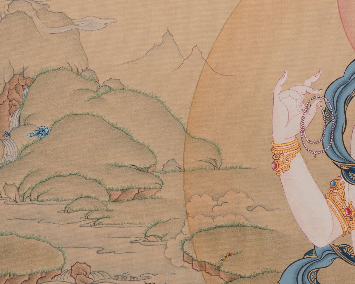 Chenrezig Thangka Painting | Sacred Tibetan Art of Infinite Compassion