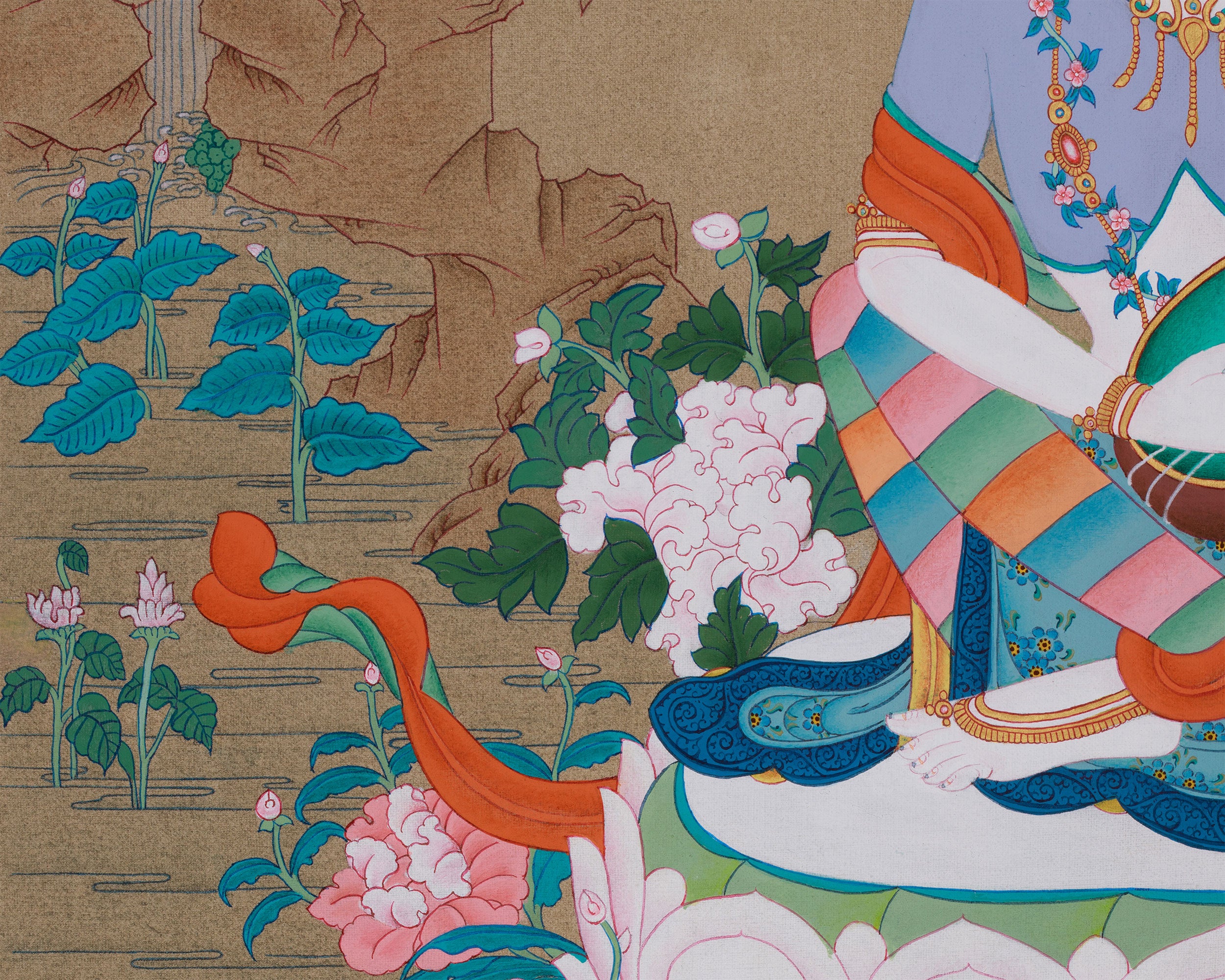Hindu Goddess Saraswati Thangka | Wisdom & Knowledge Blessing