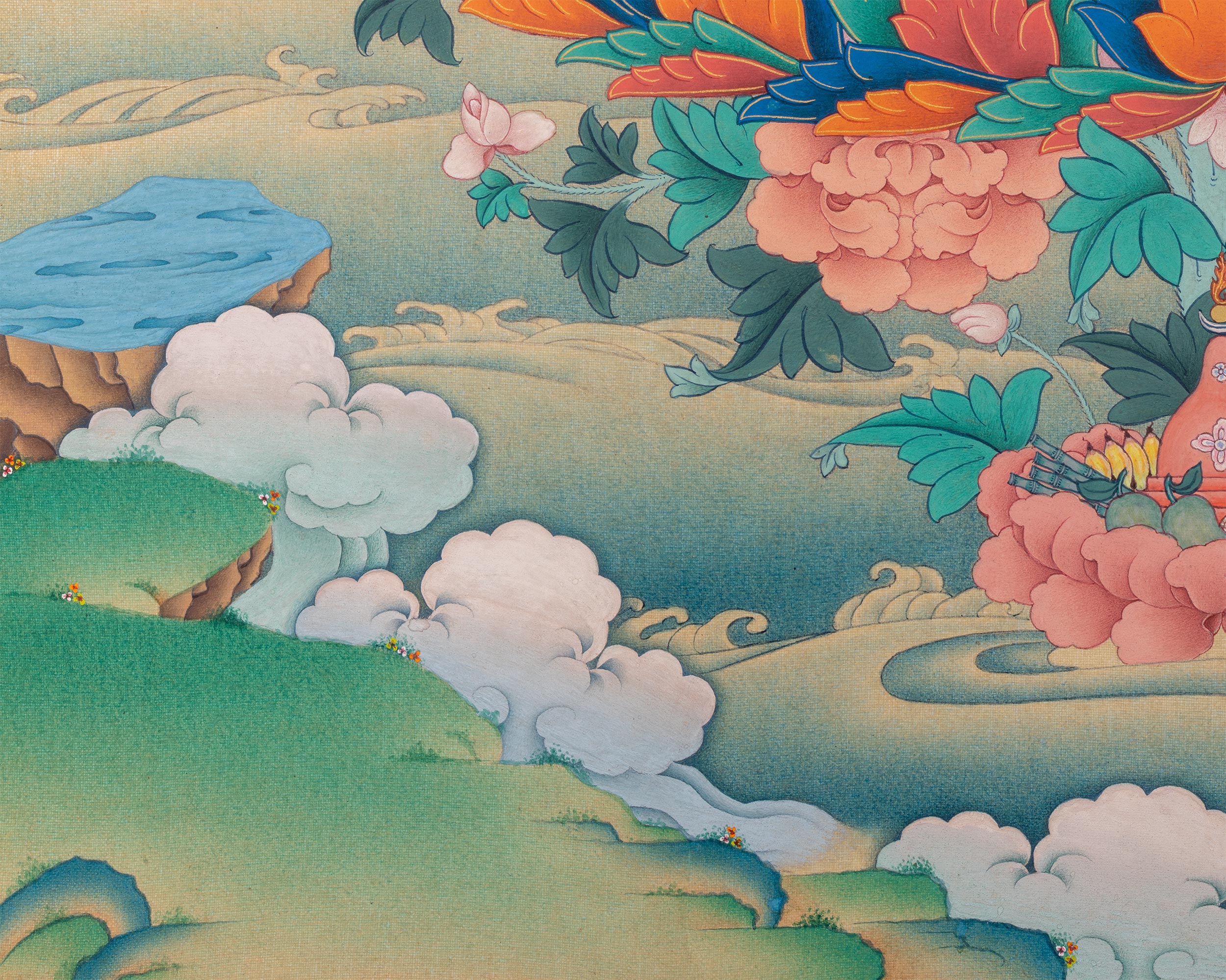 Lotus-Born Guru Rinpoche Thangka | Tibetan Buddhist Masterpiece
