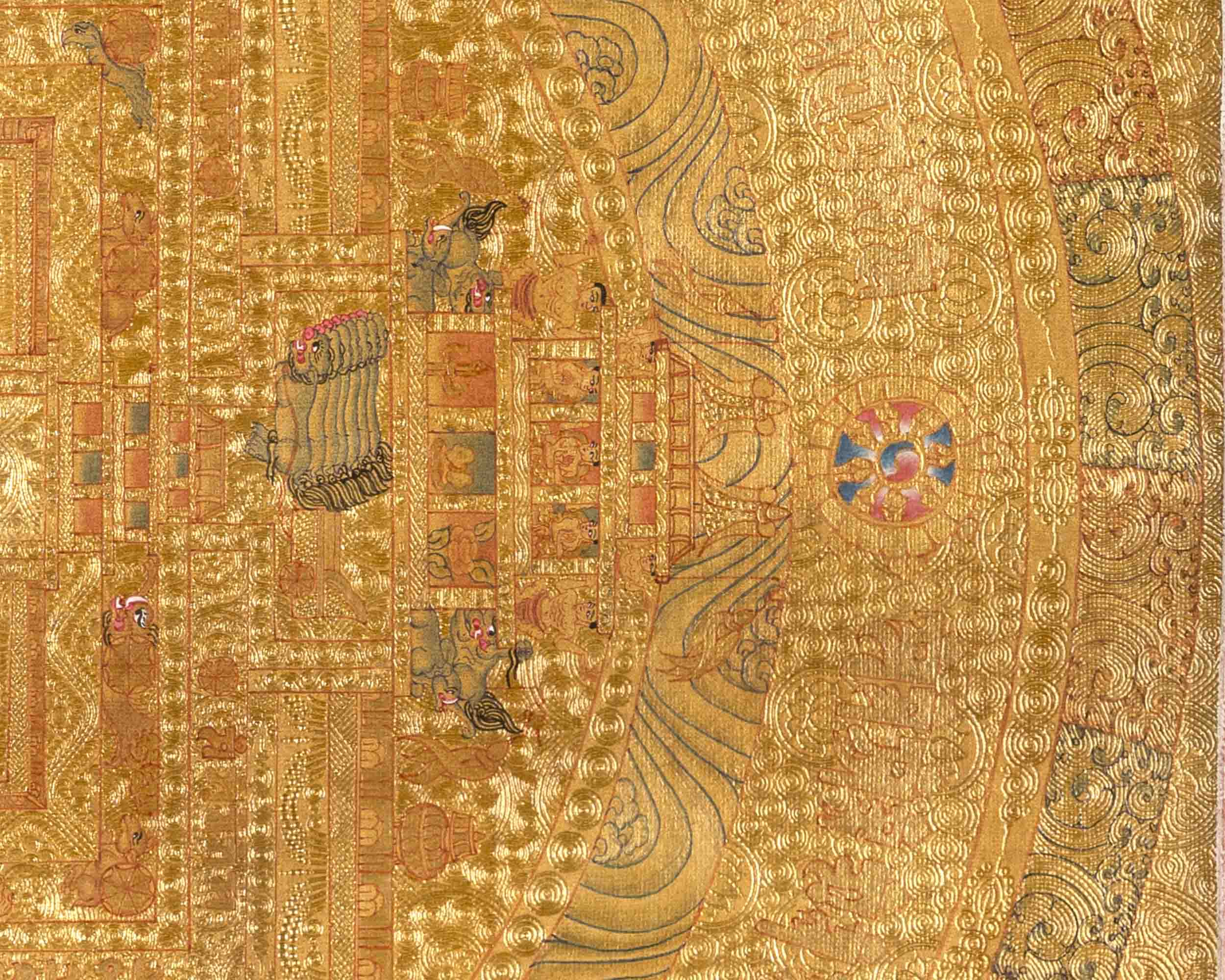 Original Hand Painted Full 24K Gold Style Kalachakra Mandala Tibetan Thangka