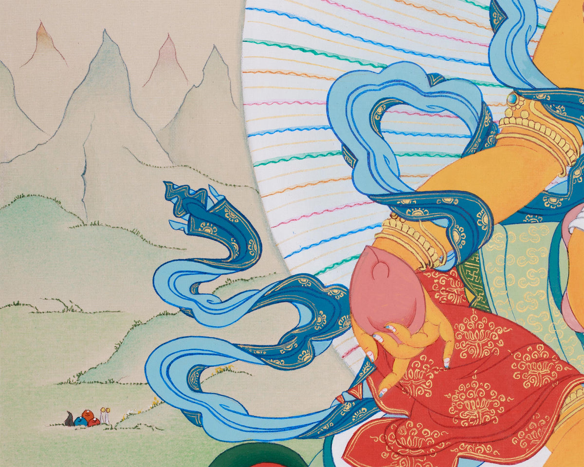 Hand-Painted Tibetan Wealth Deity, Dzambhala | Protector of Prosperity and Abundance