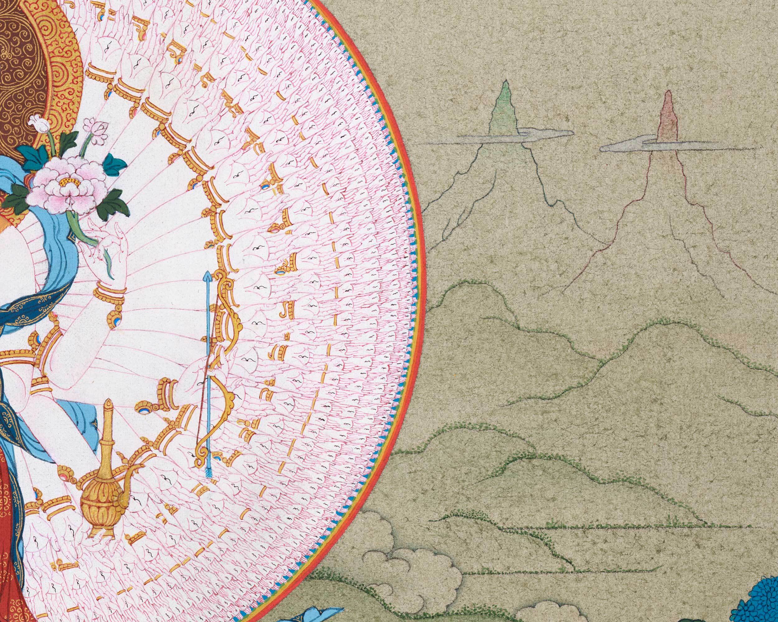 1000 Armed Avalokiteshvara Thangka | Traditional Bodhisattva Chenrezig Artwork