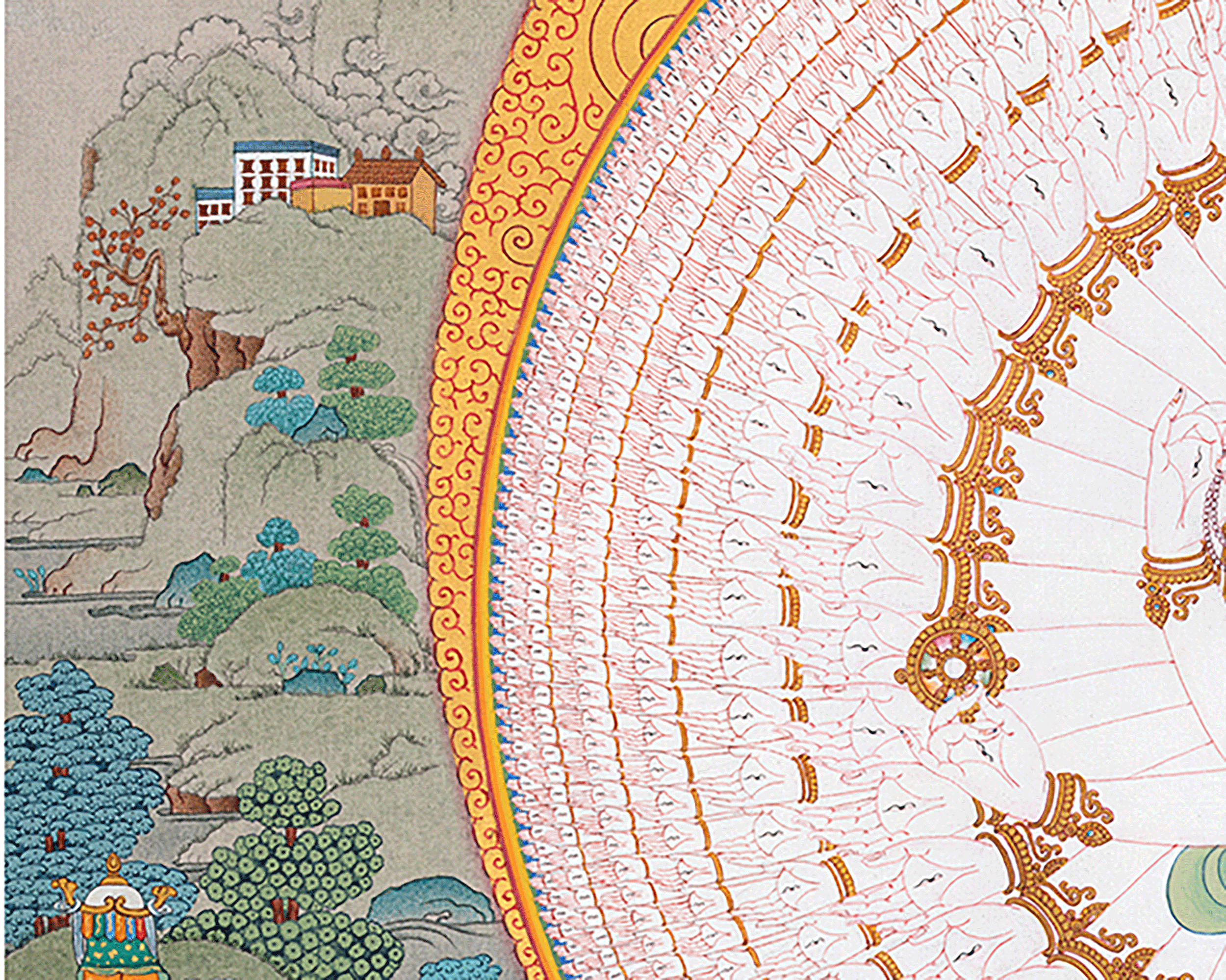 1000 Armed Chenresig Thangka | Avalokiteshvara Deity Artwork | Bodhisattva Art