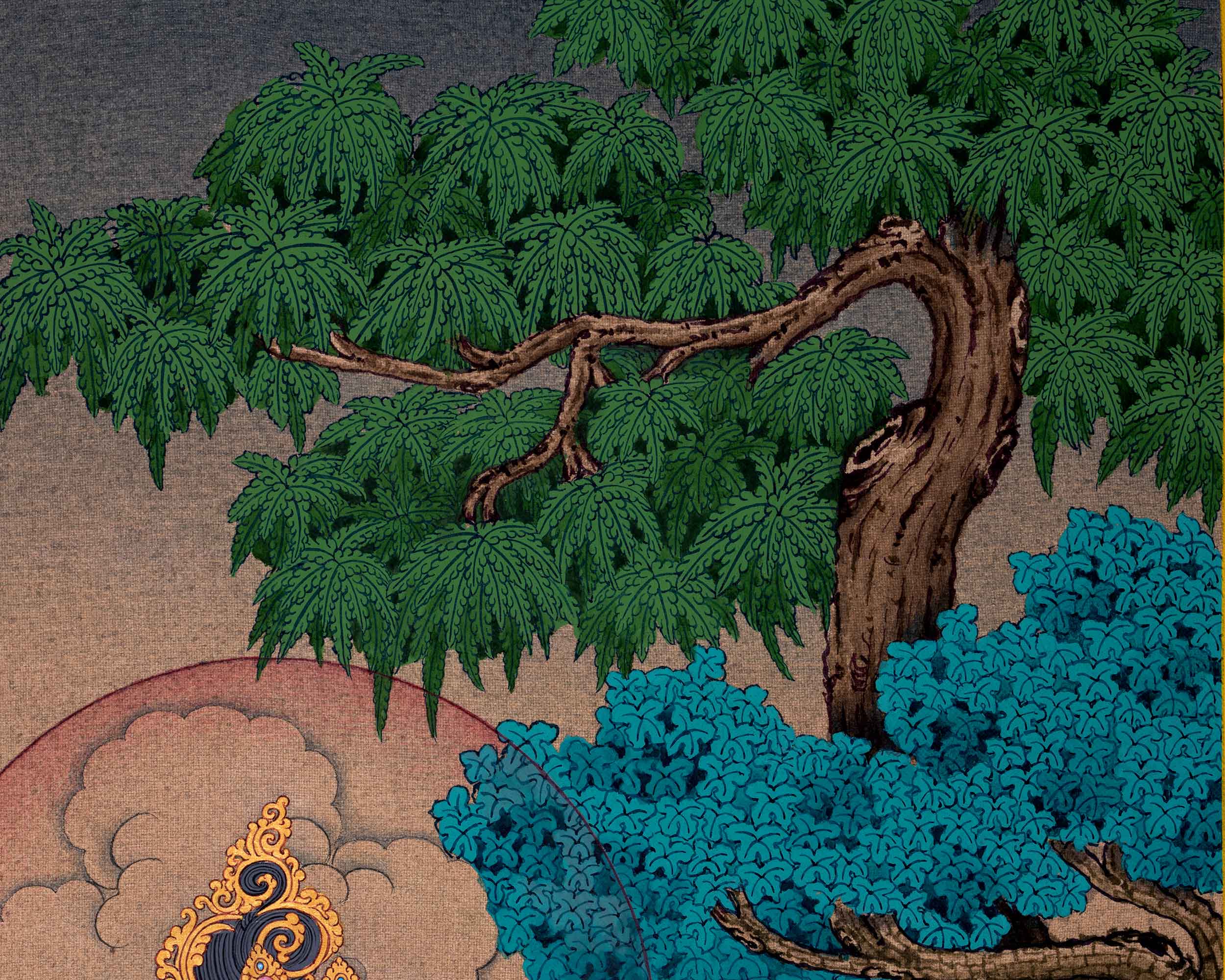 Tibetan Thangka Painting Of Green Tara | Goddess Of Compassion | Wall Decorative Art