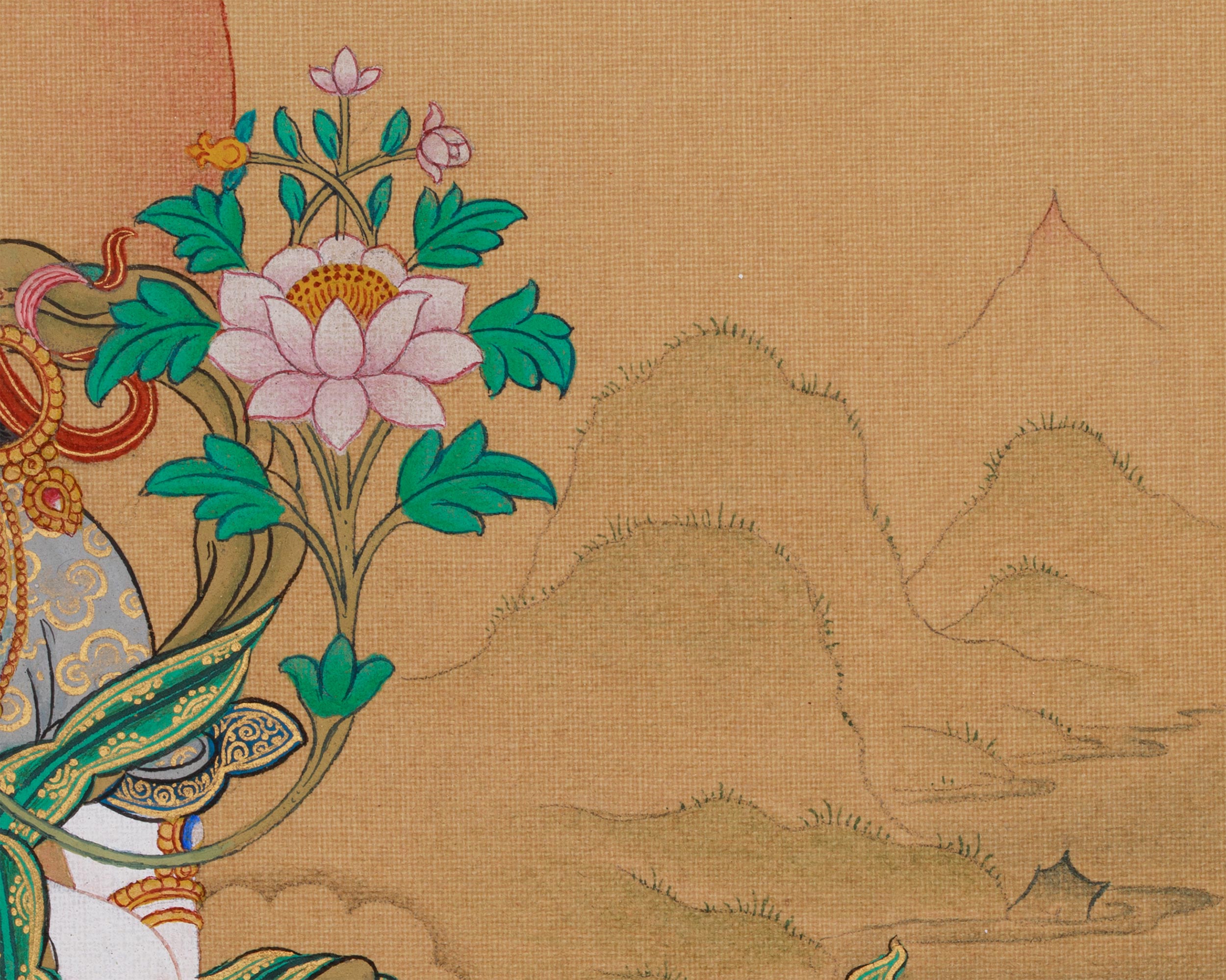 White Tara with Amitabha Buddha Thangka | Symbol of Eternal Compassion