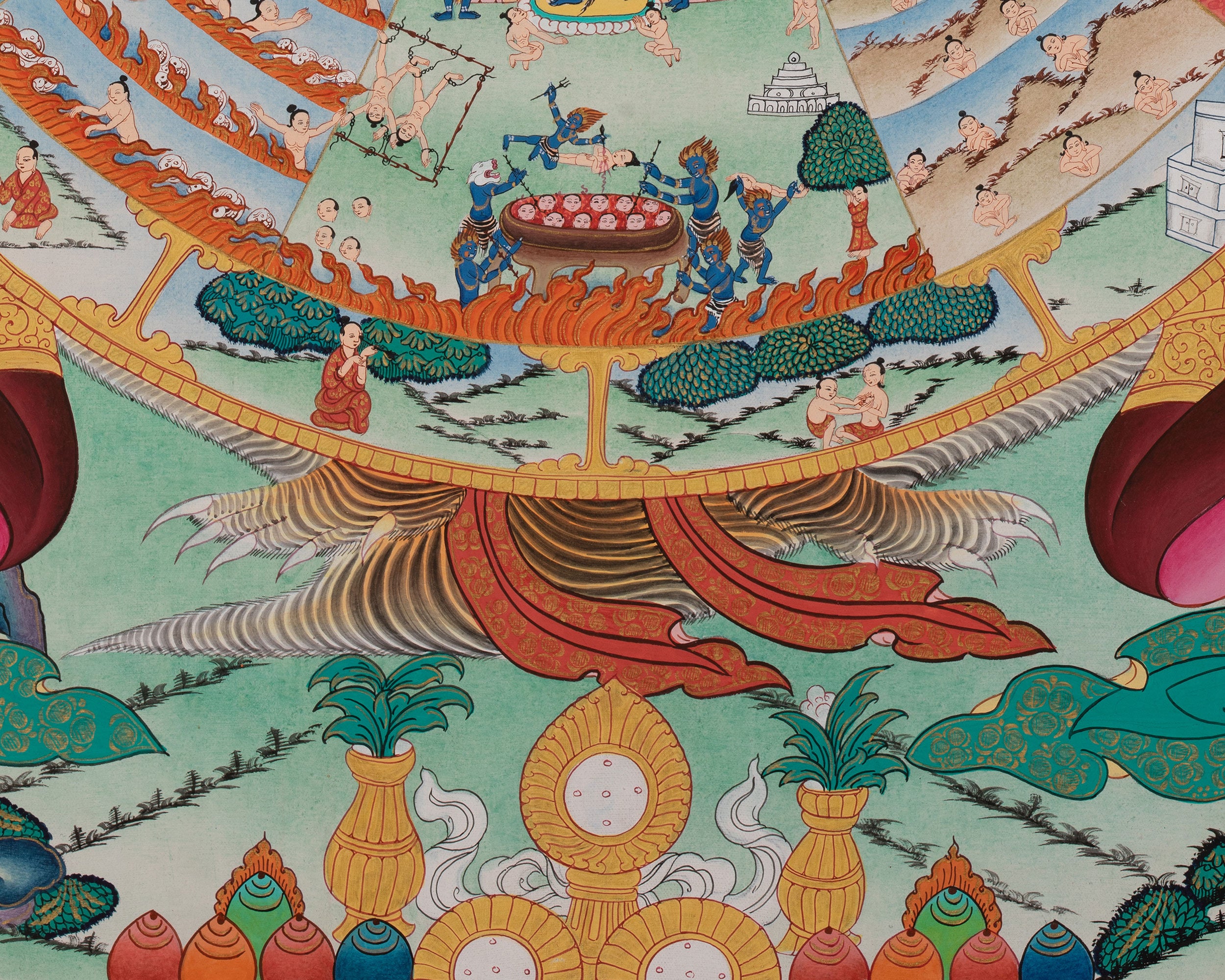 Sacred Wheel of Life Thangka | Tibetan Bhavachakra Painting
