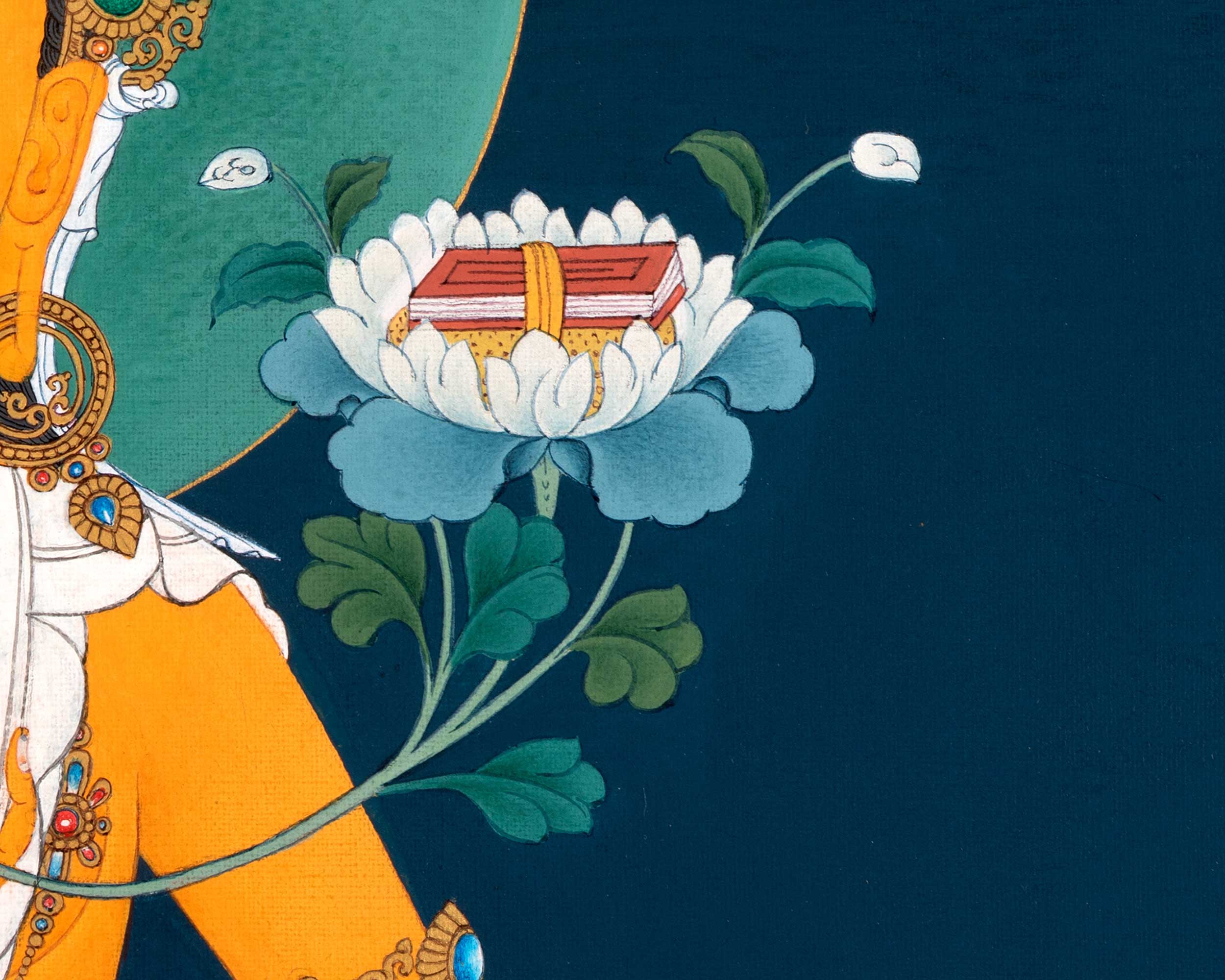 The Radiant Manjushri Thangka Print | The Bodhisattva of Wisdom Canvas Print