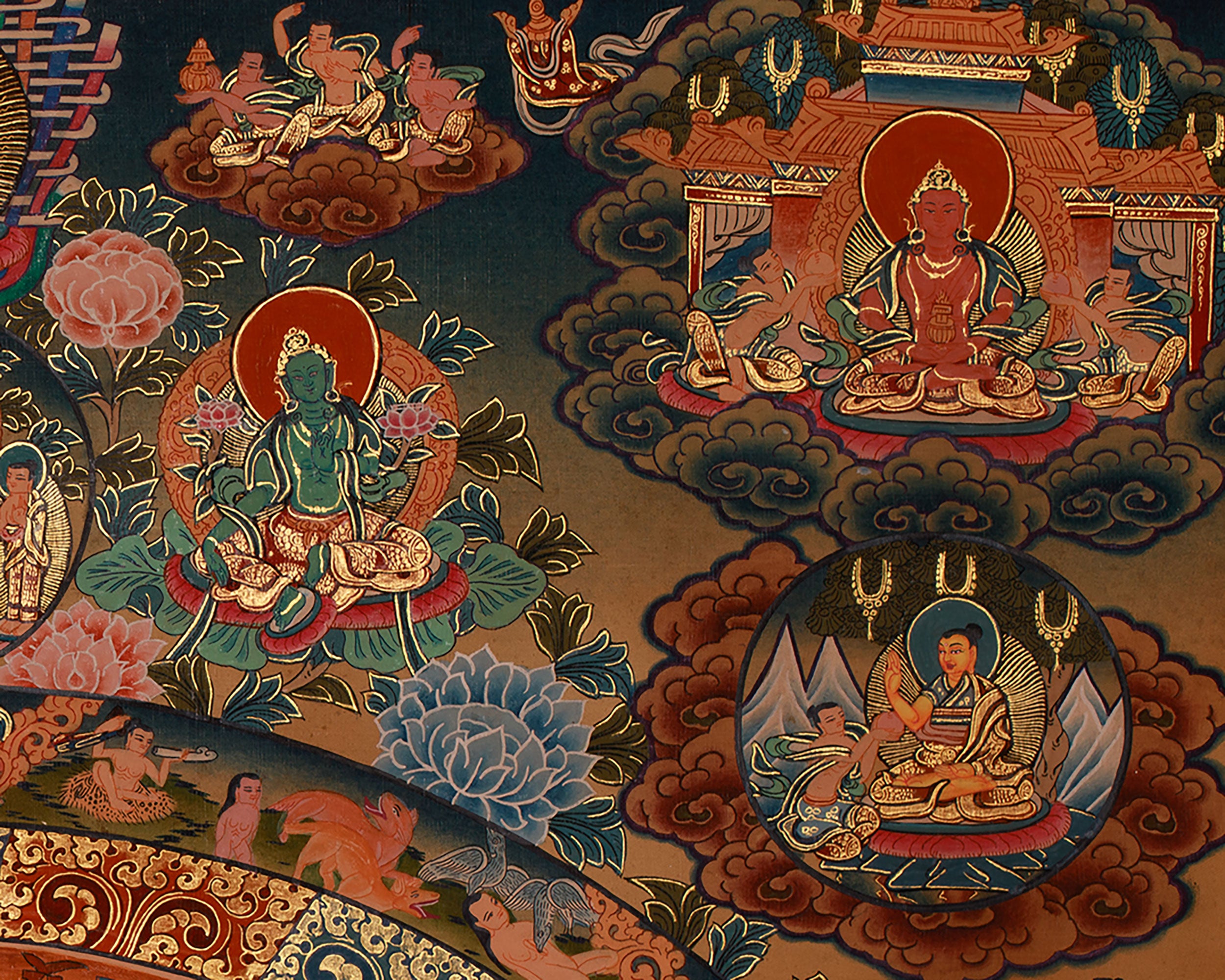 1000 Armed Chenrezig Mandala Thangka | Compassionate Protector and Divine Blessings
