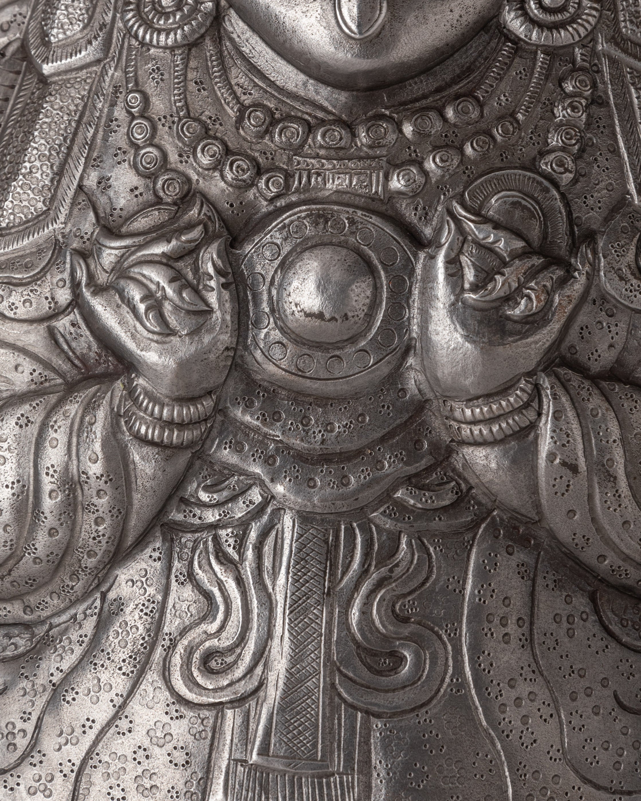 Handcrafted Engraved Buddha Wall Hanging Panel | Tibetan Buddhist Metal Relief Art