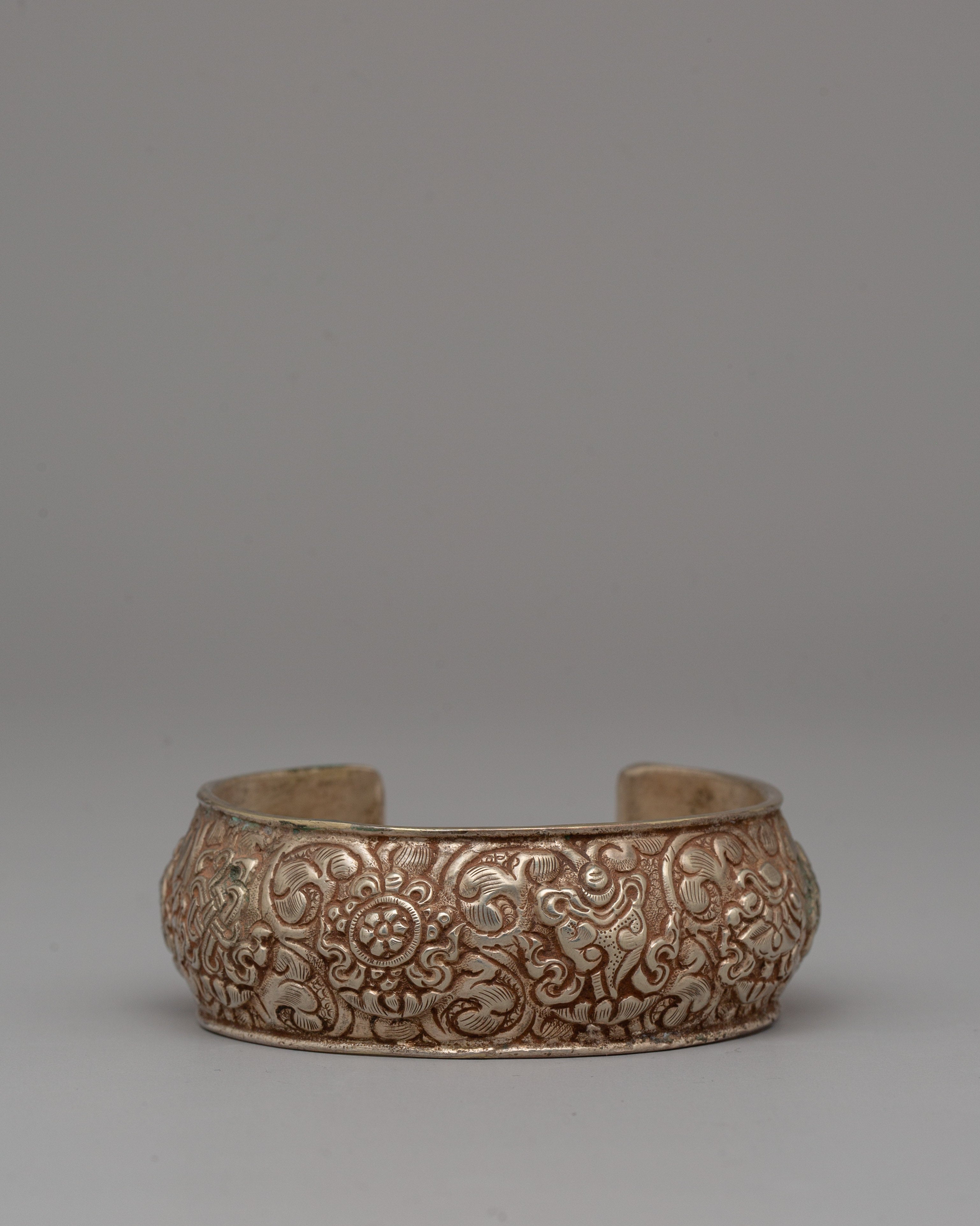 Ornate White Metal Bracelet