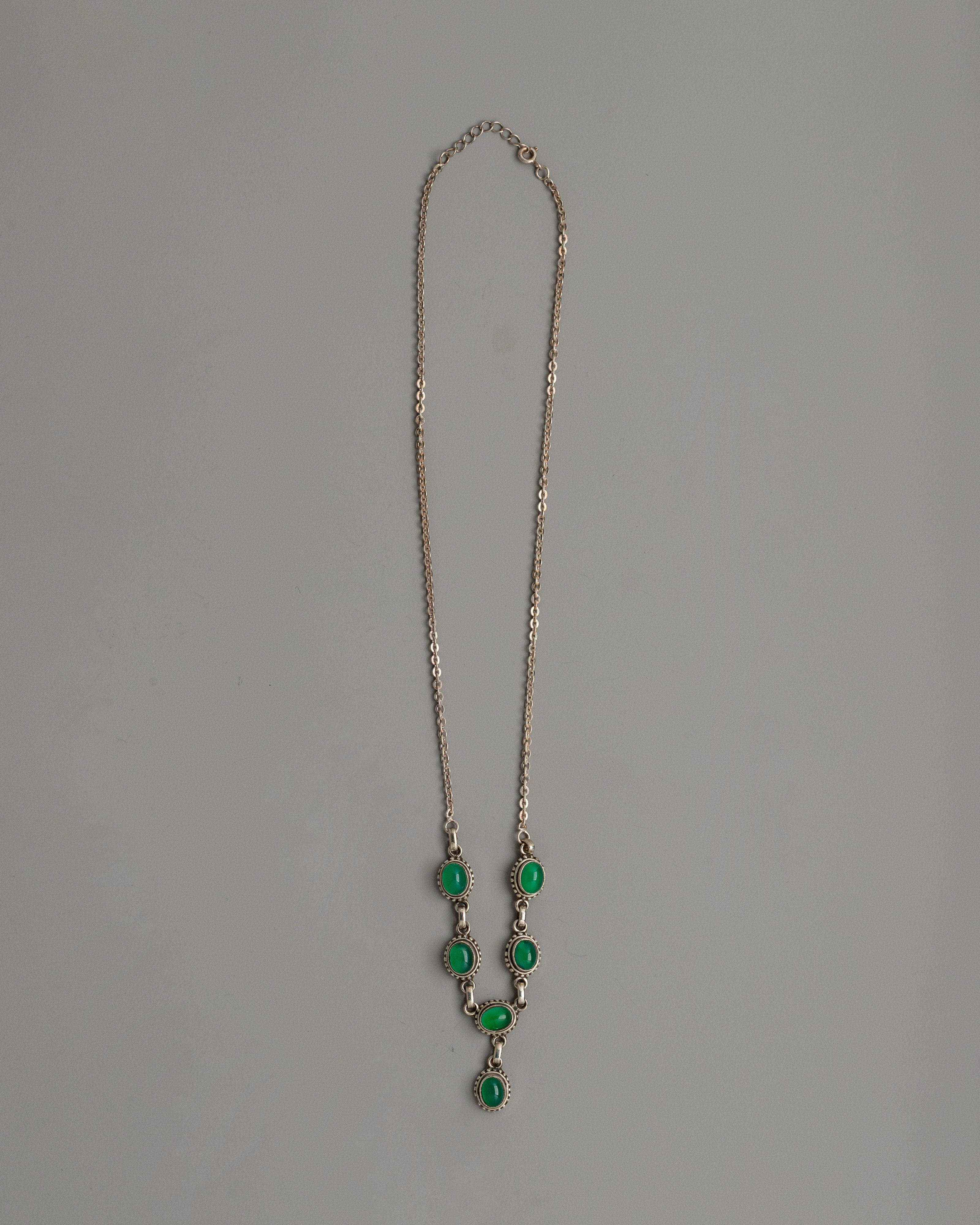 Sterling Silver Green Onyx Necklace