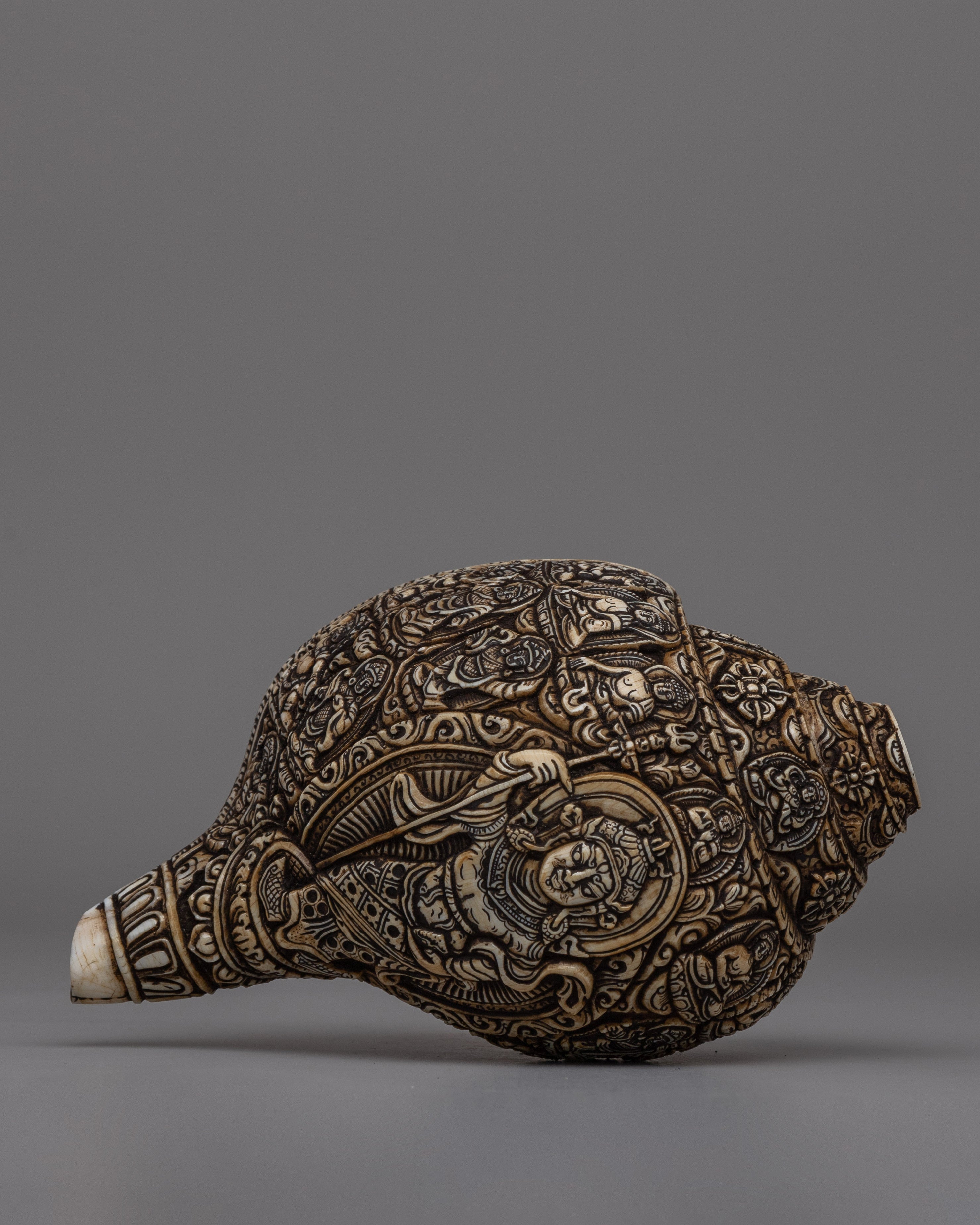 Handcrafted Traditional Tibetan Conch Shell | Sacred Buddhist Sankha