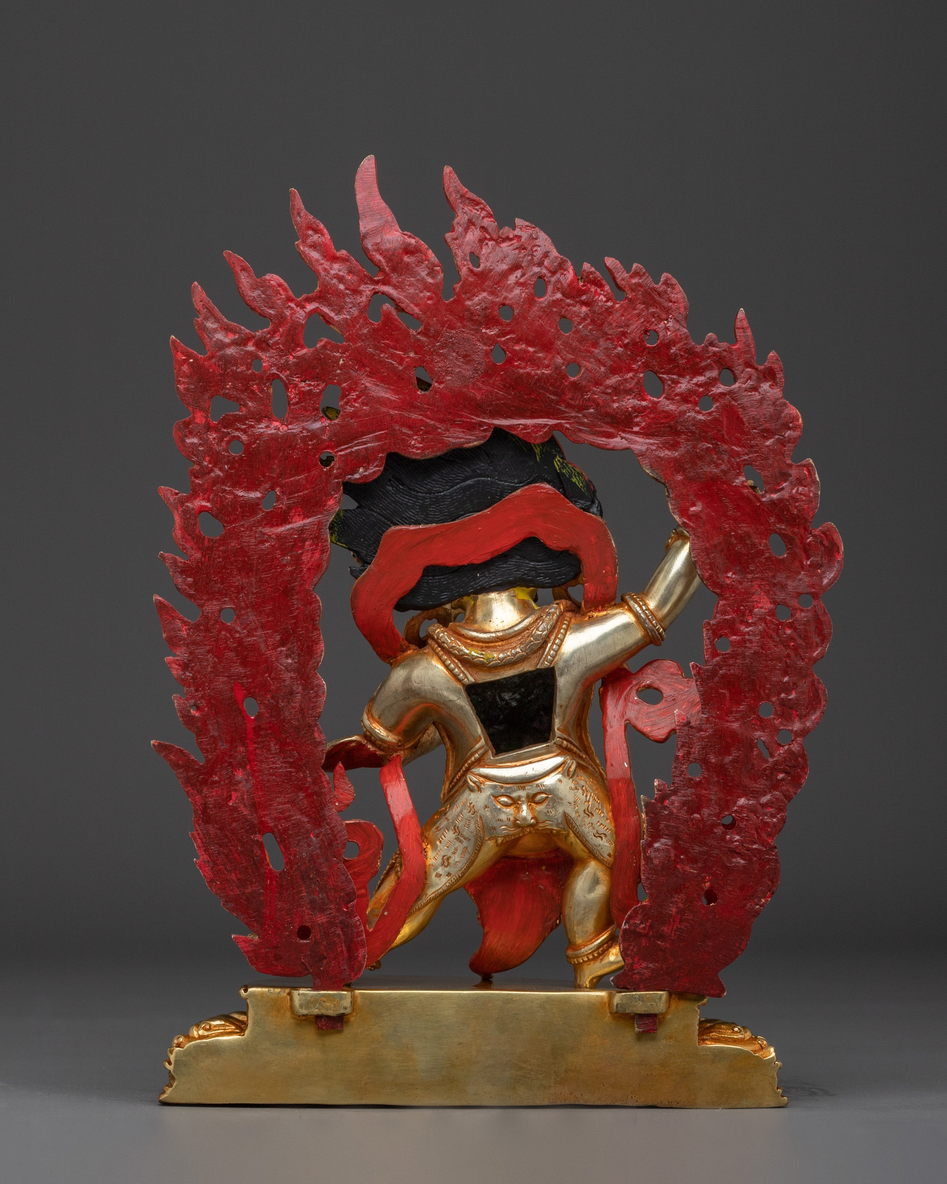 Handcrafted Vajrapani Electric Gold Statue | Powerful Buddhist Protector from Nepal