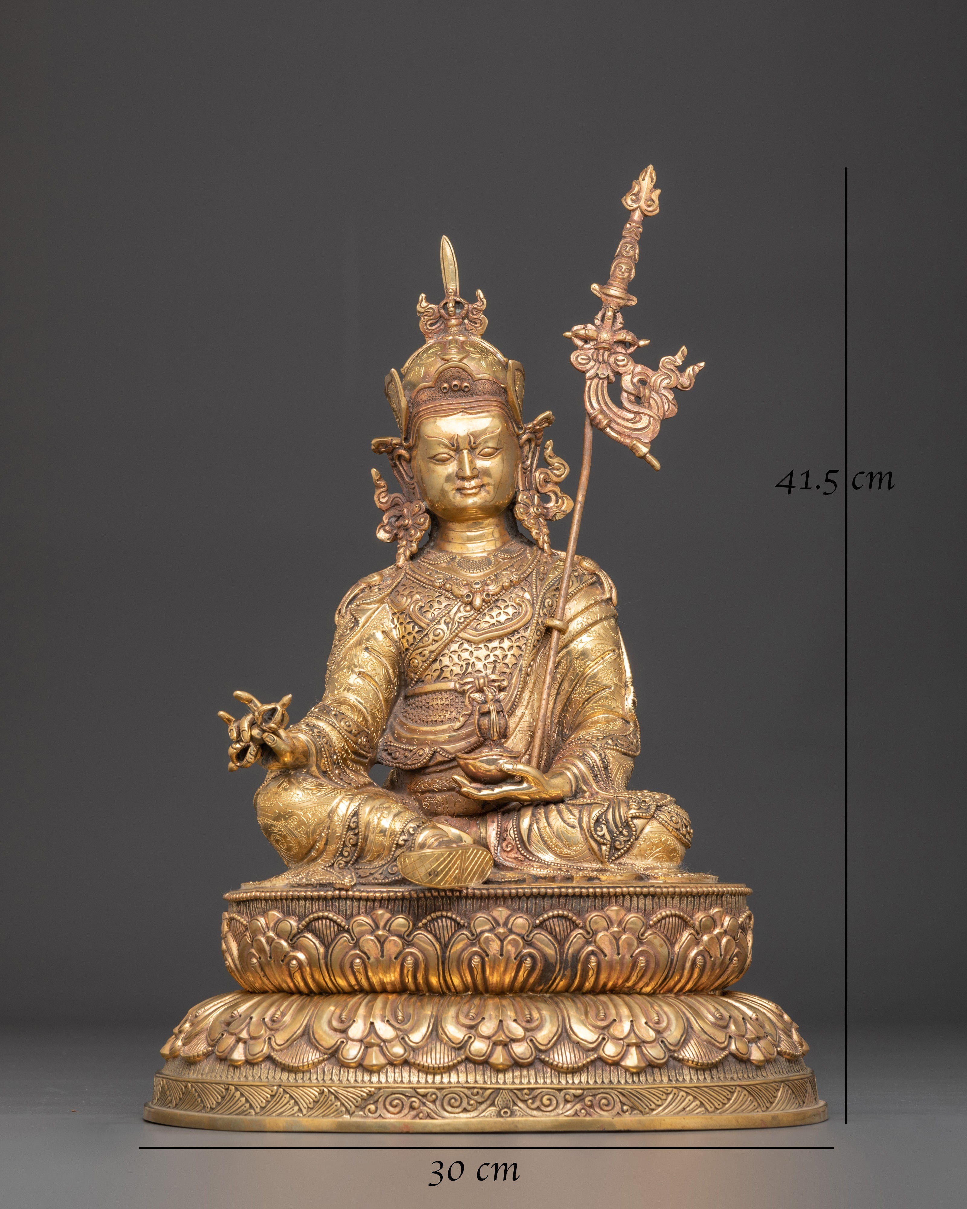 Tibetan Guru Rinpoche Sculpture | Enlightened Master Art
