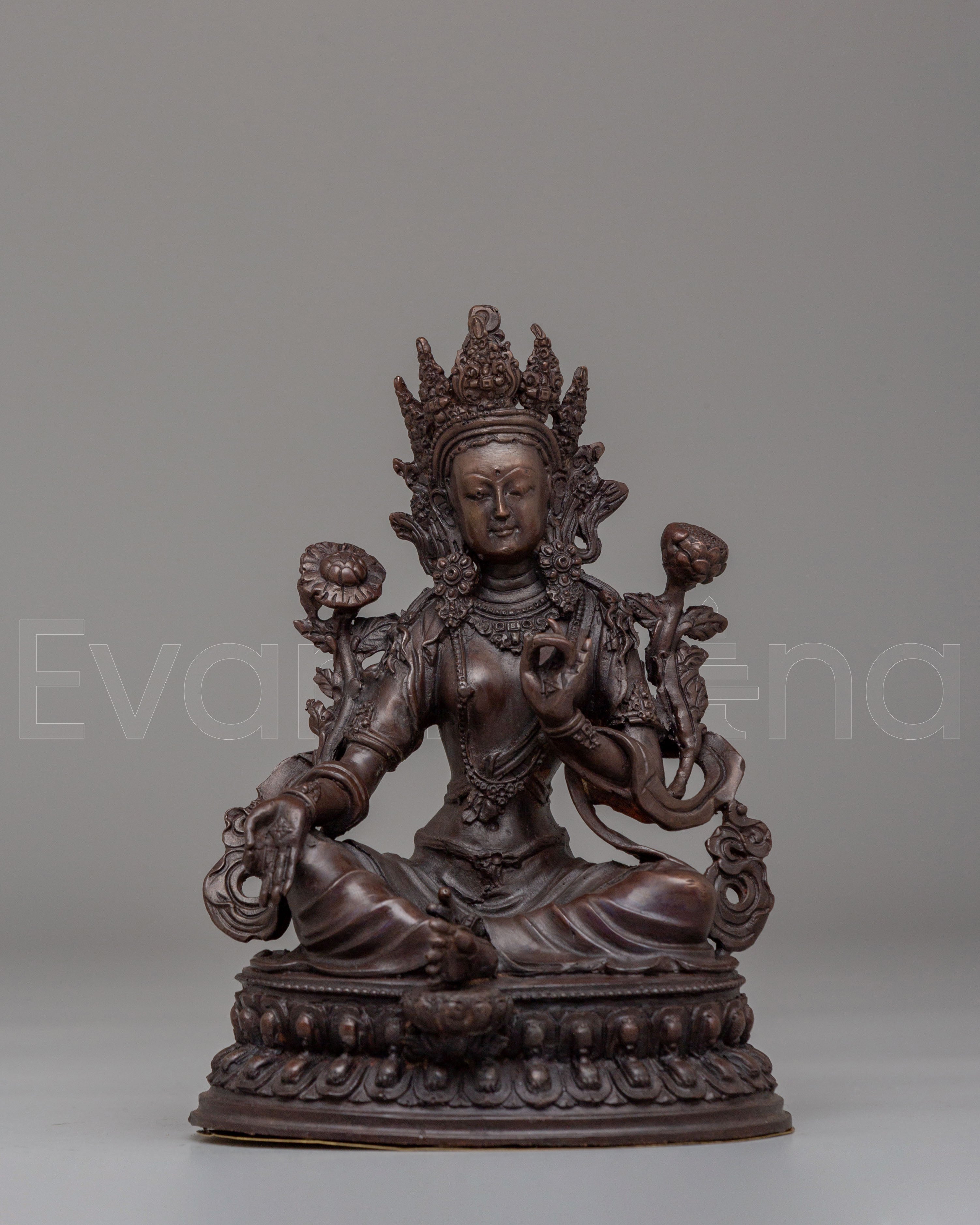 Handmade Green Tara Altar Statue | Spiritual Decor for Meditation & Rituals