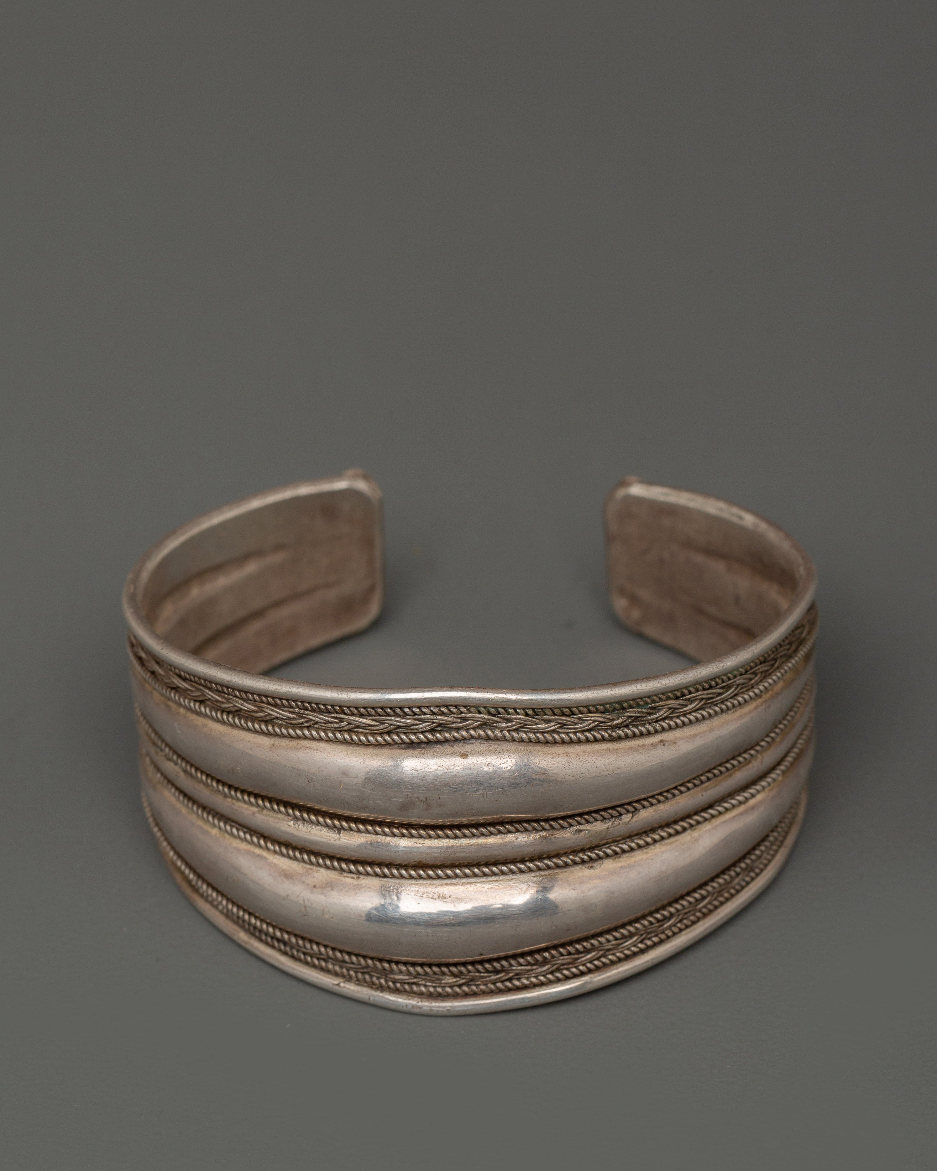 Sterling Silver Tibetan Cuff Bracelet | Handmade Himalayan Jewelry