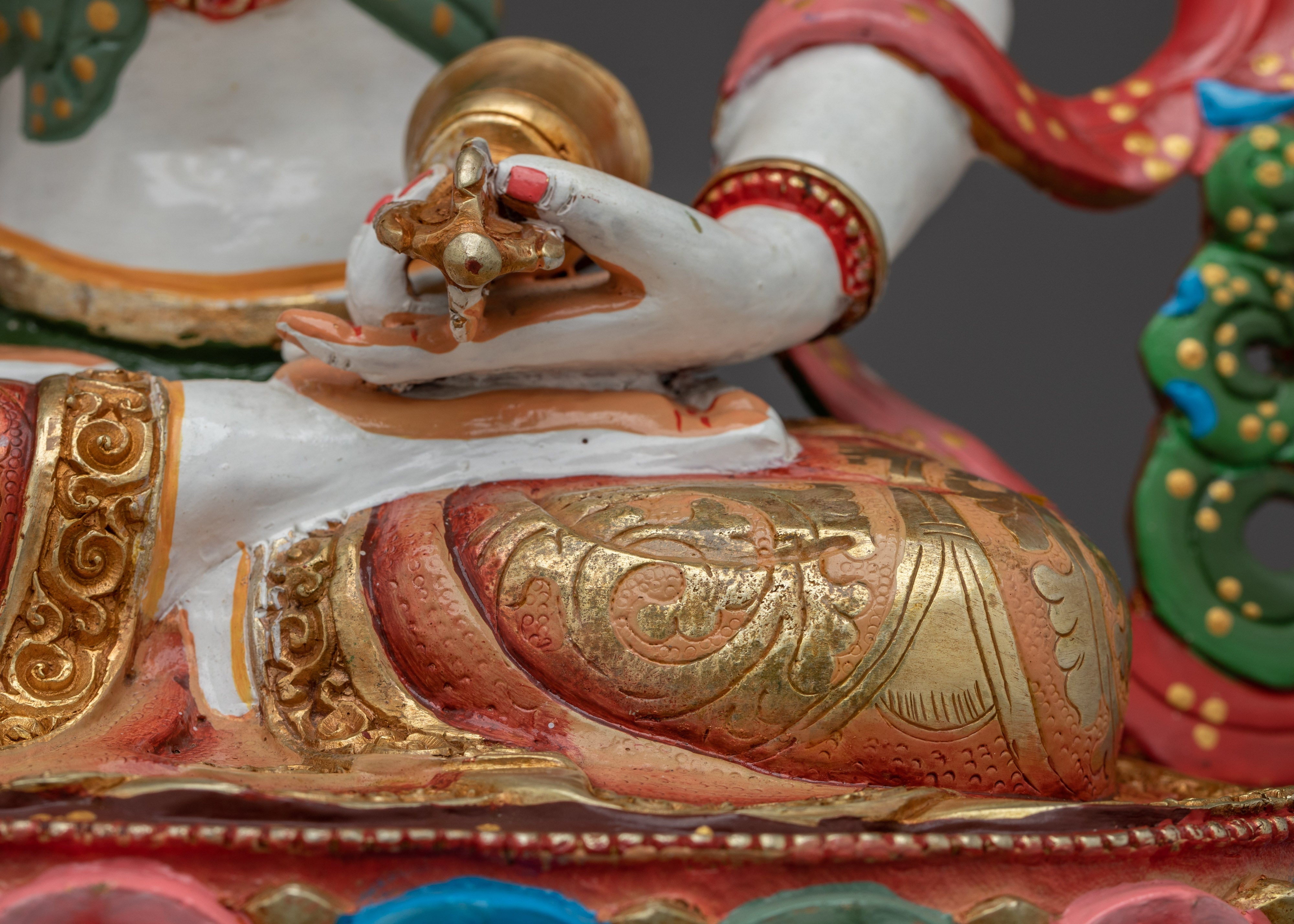 Vajrasattva Statue with Copper Details | Intricate Gold & Acrylic Paintings