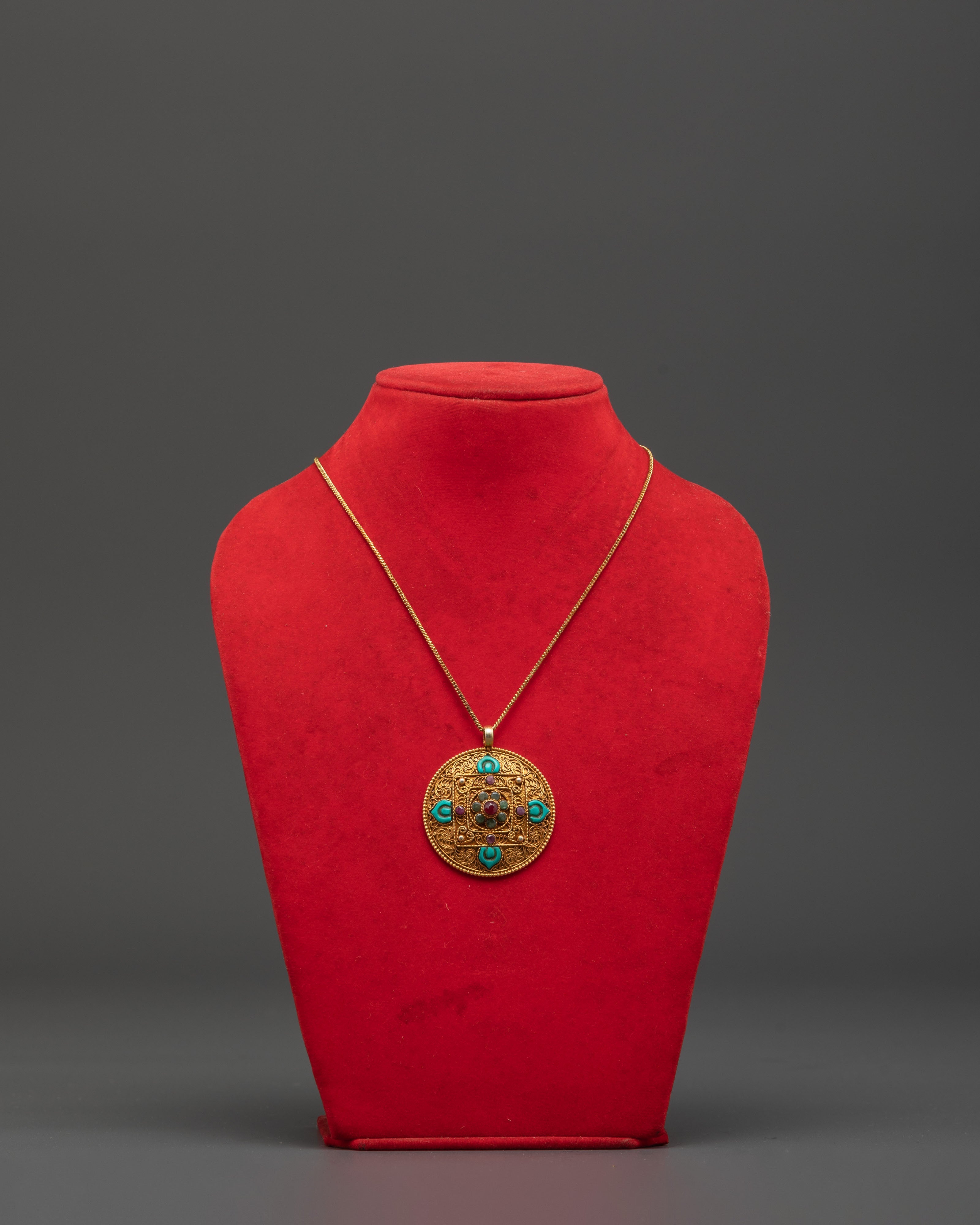 Gold Plated Pendant with Panna | Locket For Prosperity & Protection