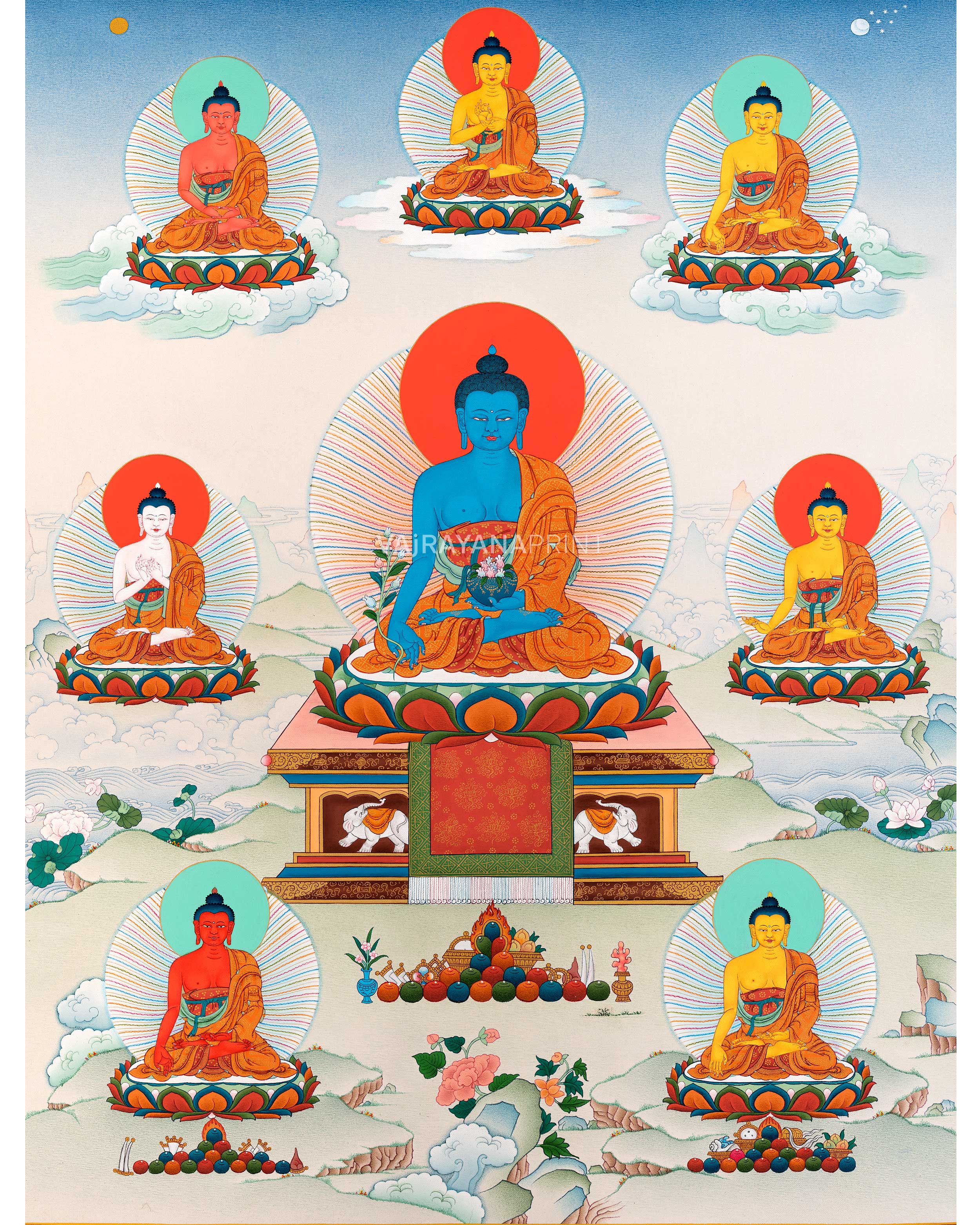 8 Medicine Buddha | Bhaisajyaguru Digital Thangka print