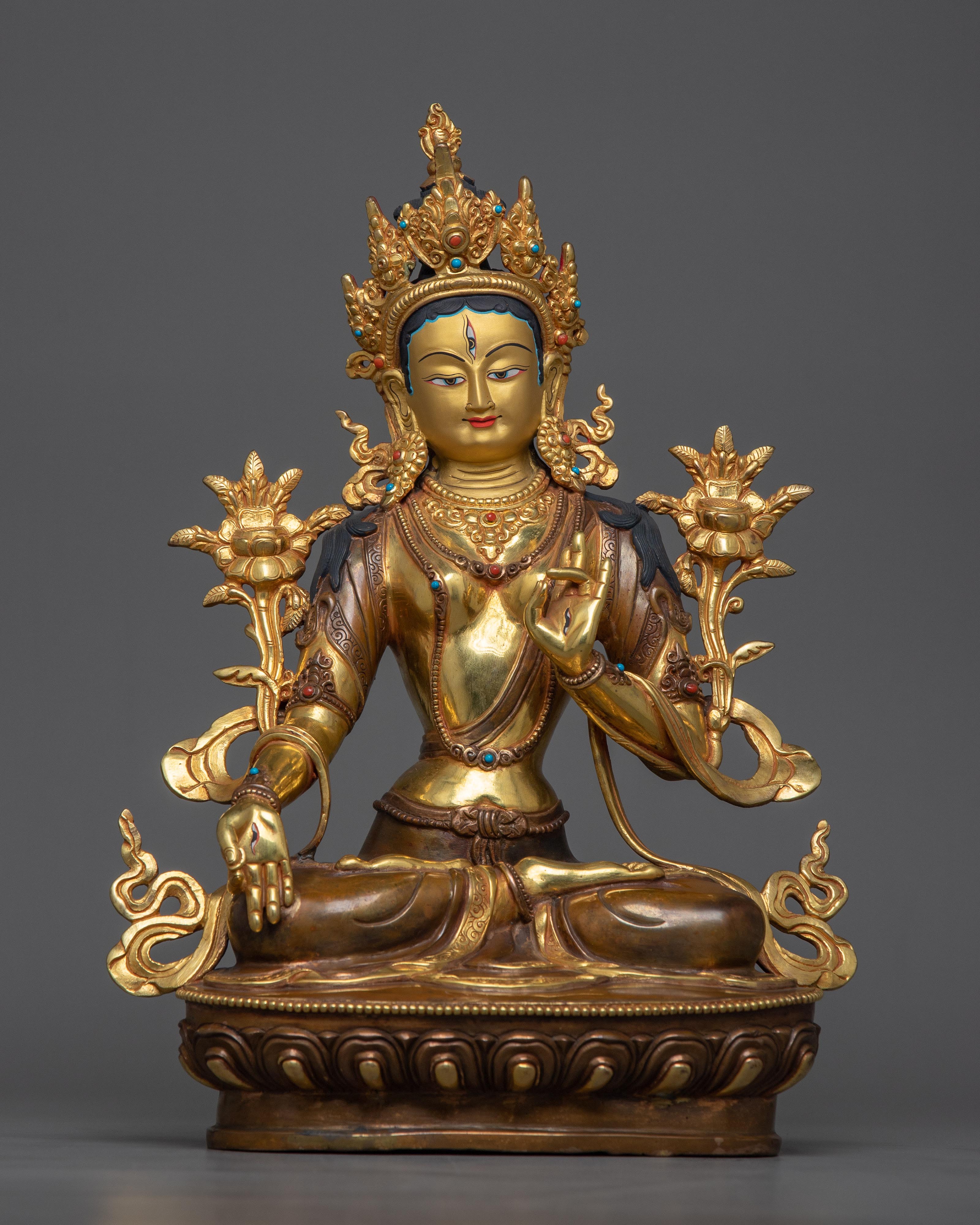 copper white tara statue