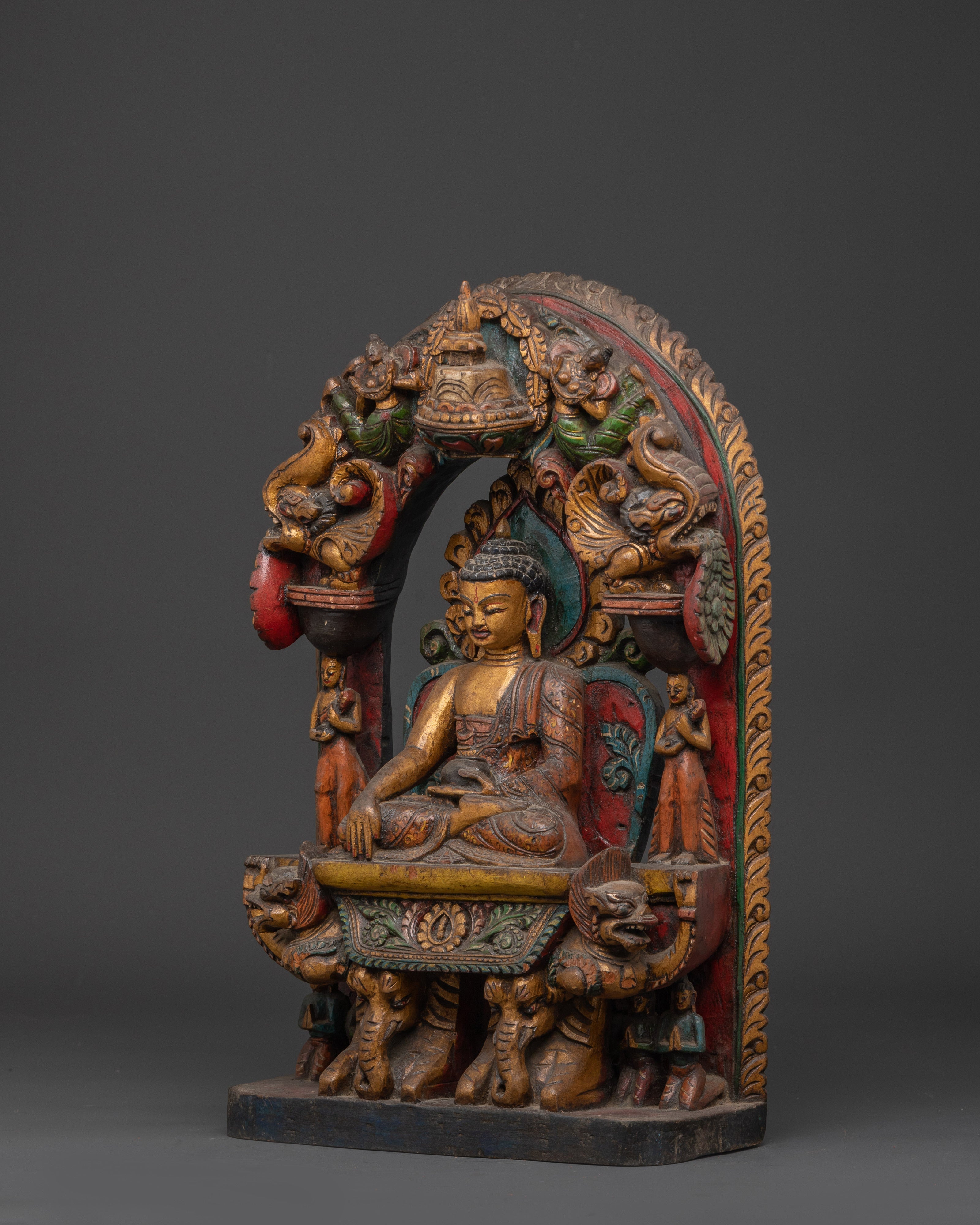 Hand Carved Meditation Shakyamuni Buddha Figurine | Wooden Tibetan Buddha Statue