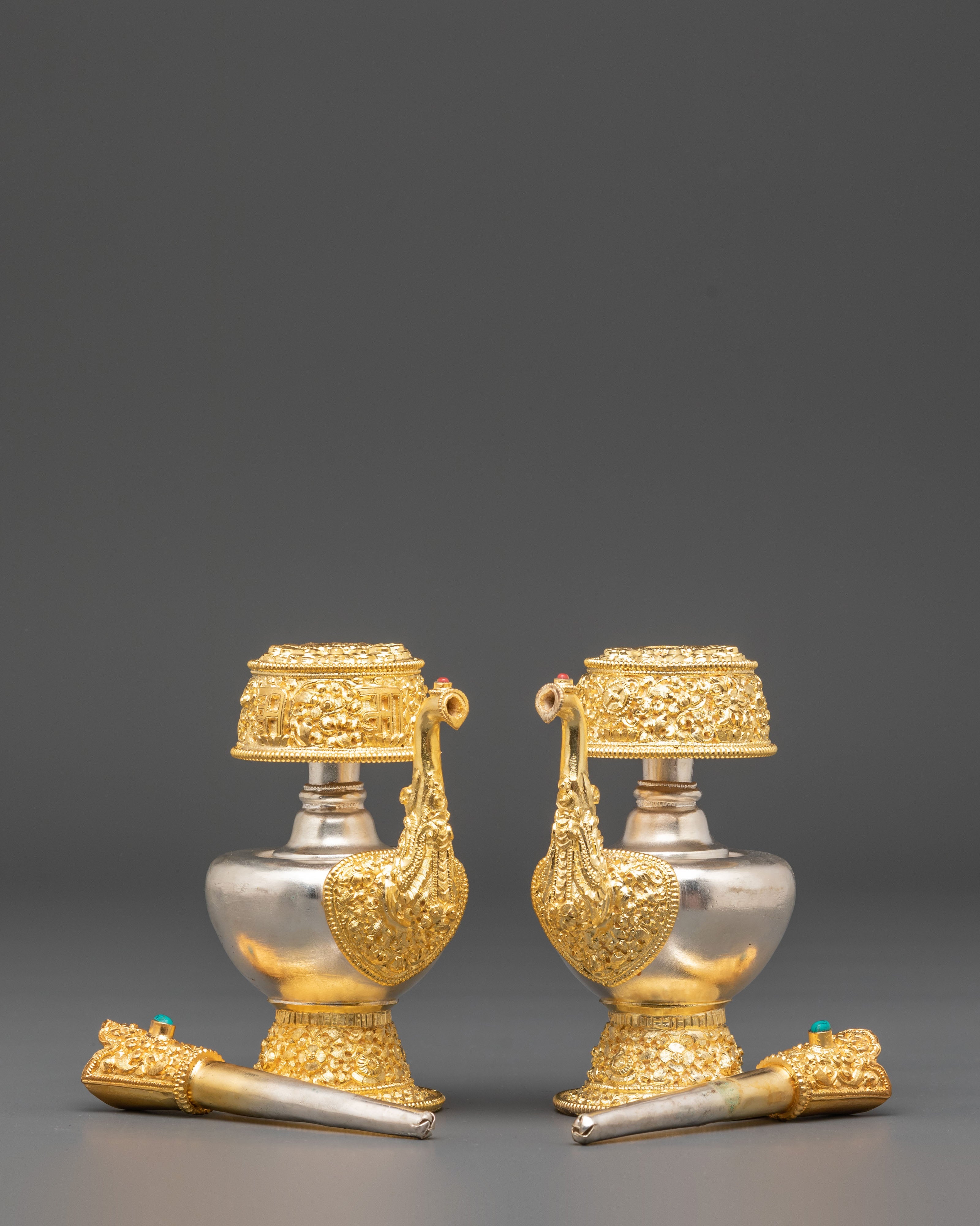 Himalayan Bhumba Pair | Tibetan Buddhist Water Offering Vases