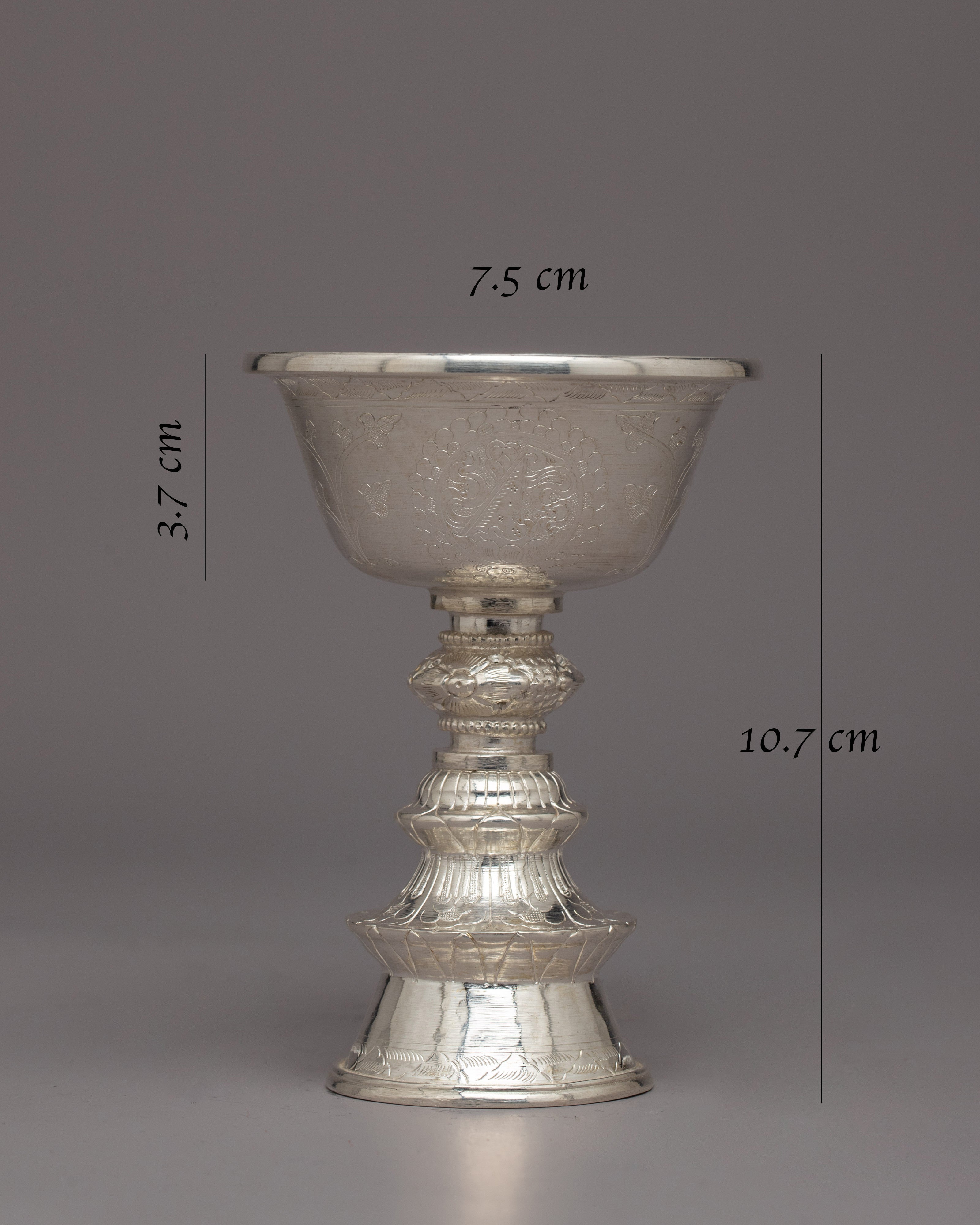 Tibetan Butter Lamp Silver | Artisan Craft for Home Altar and Ritual