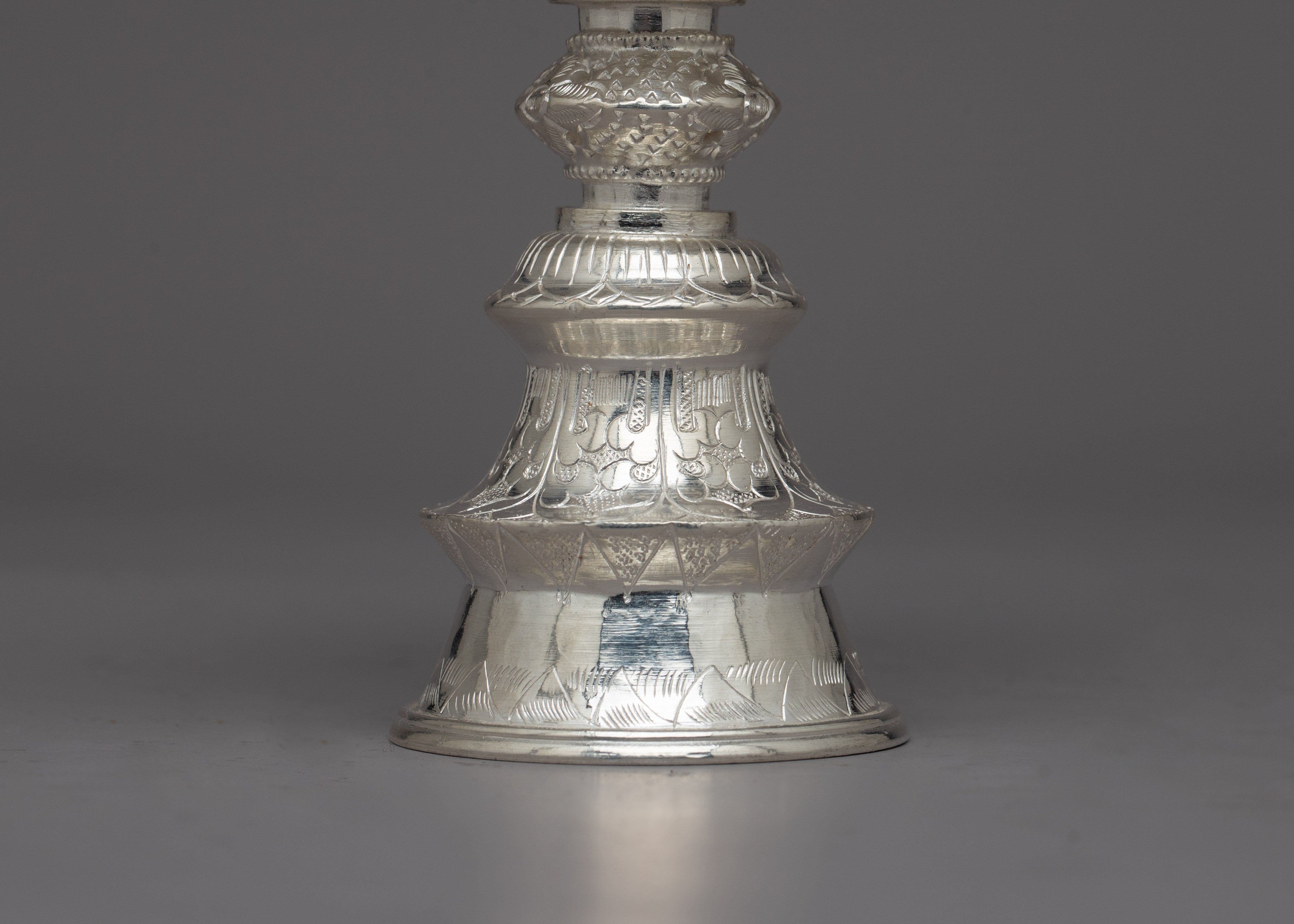 Elegant Silver Butter Lamp | Elegant Spiritual Decor for Home Altar