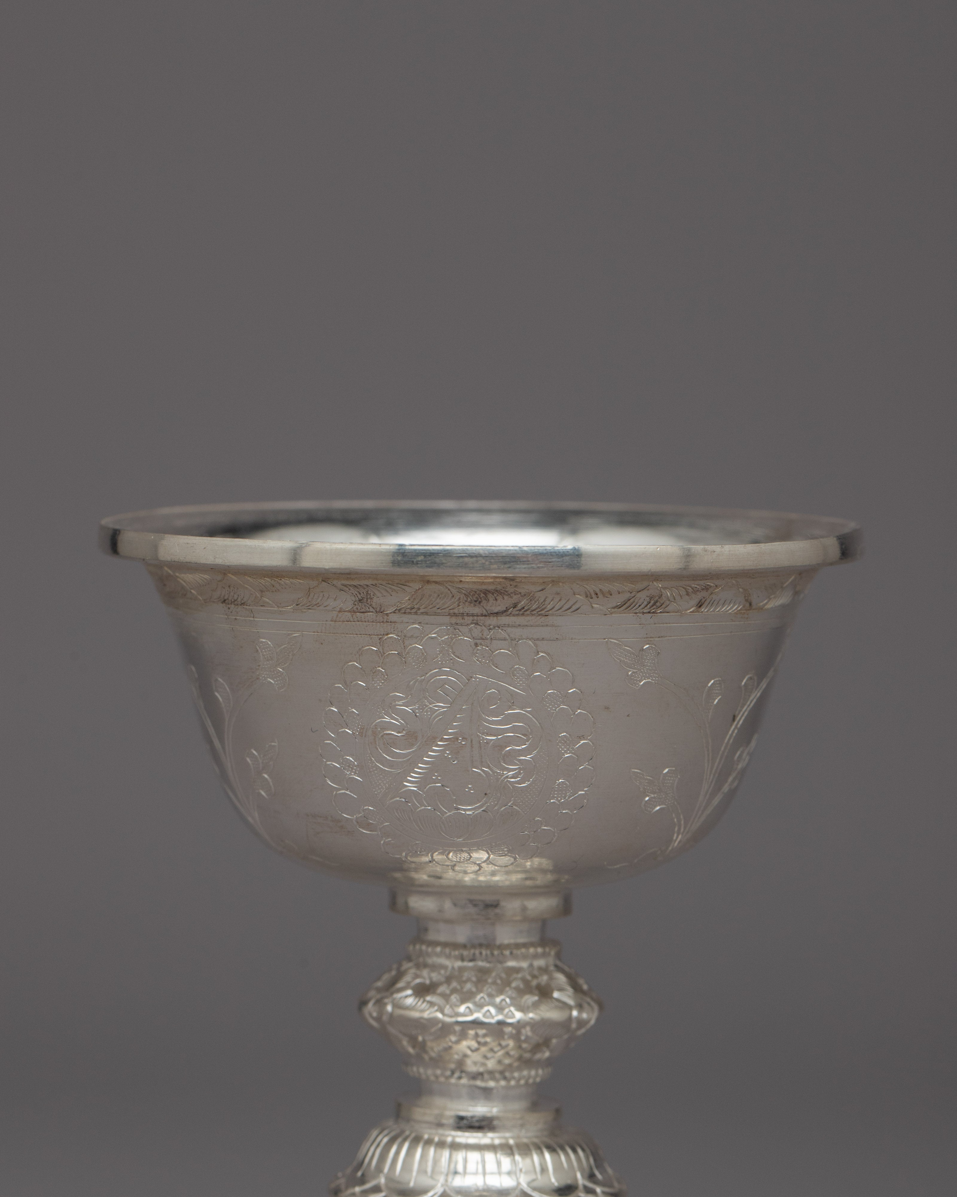 Elegant Silver Butter Lamp | Elegant Spiritual Decor for Home Altar