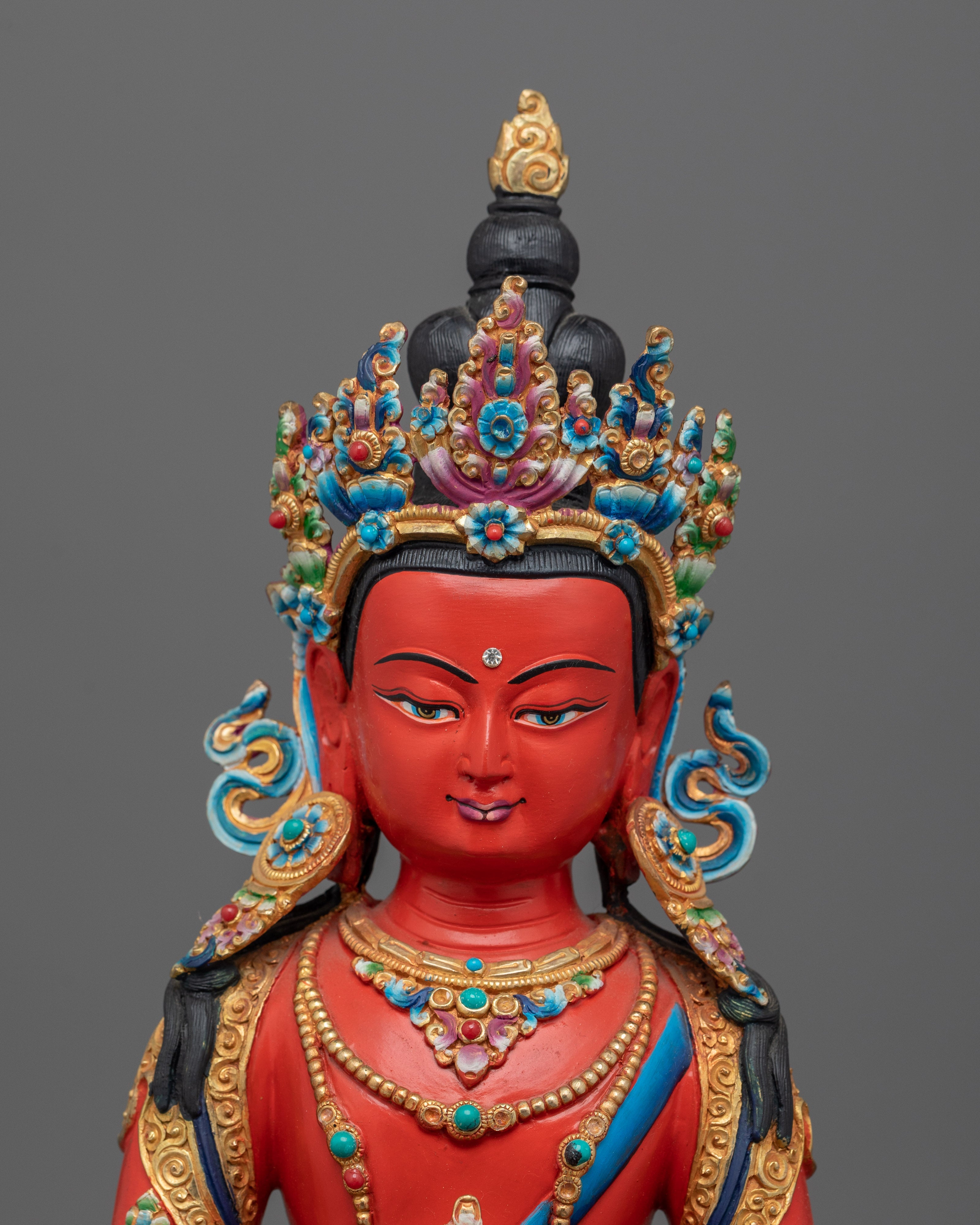 Handcrafted Amitayus Figurine in 24K Gold | Symbol of Longevity and Enlightenment