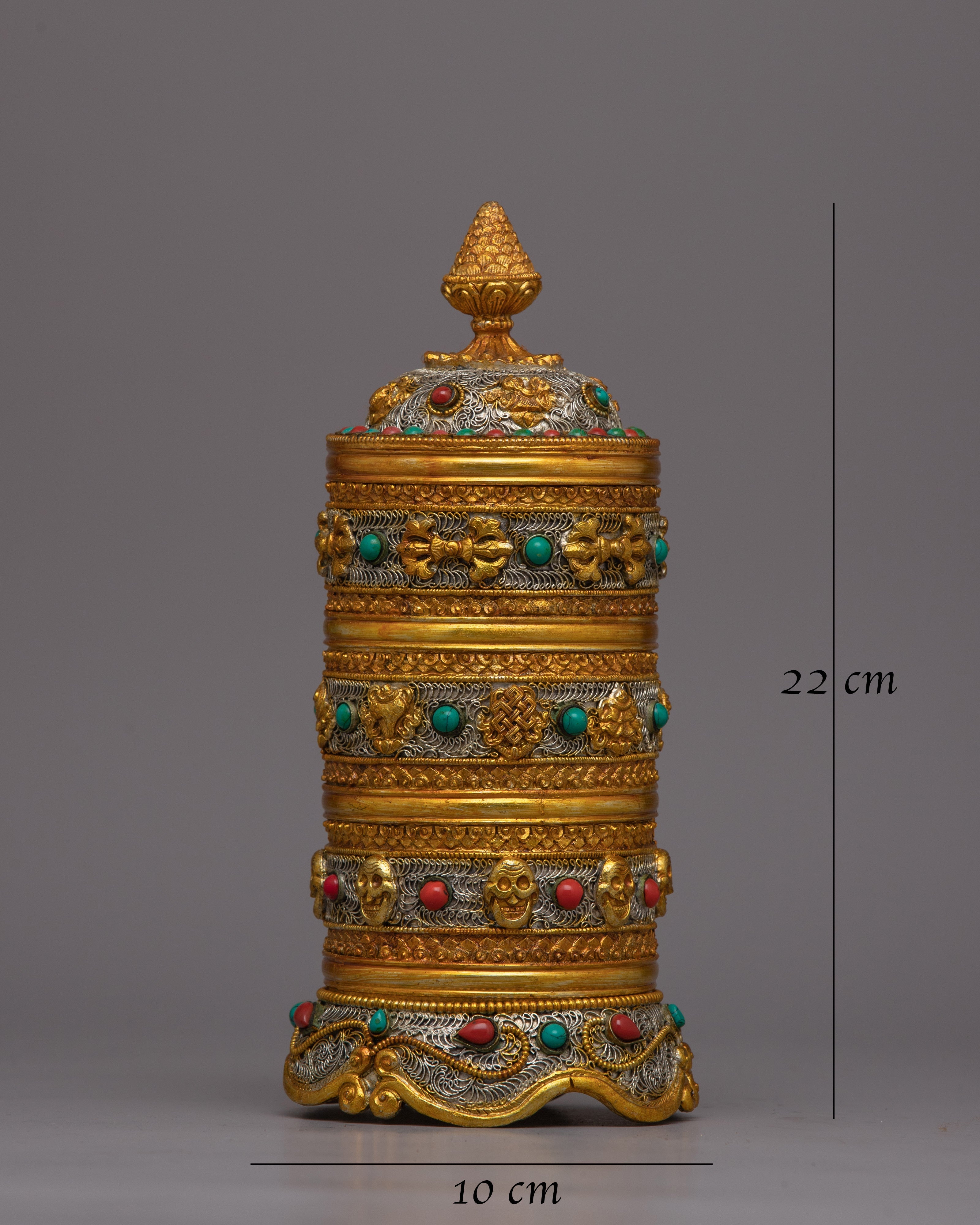 Traditional Tibetan Rice Pot  | Gold-Plated Ritual Vessel for Sacred Spaces