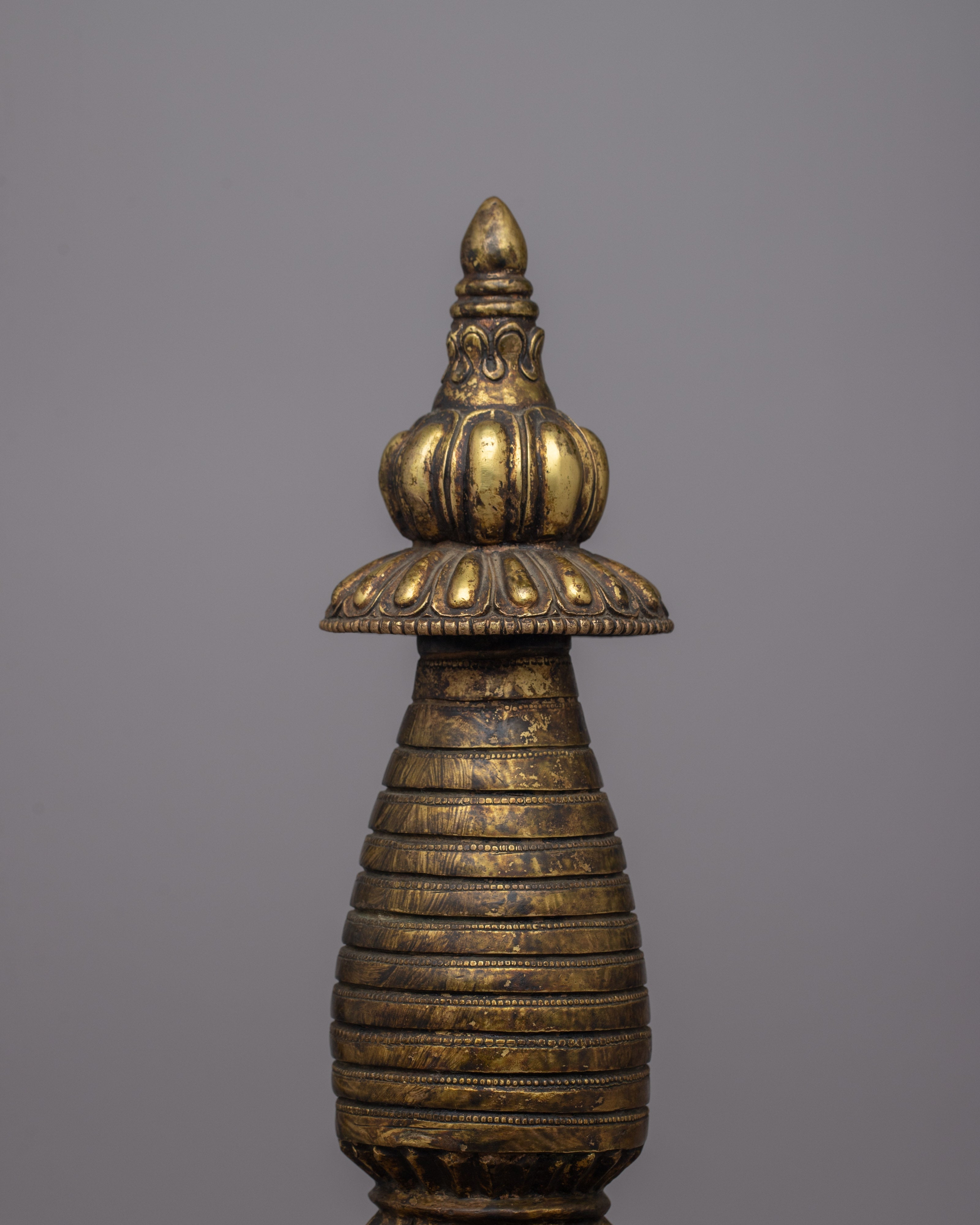 Traditional Copper Tibetan Stupa | Handcrafted Sacred Symbol for Peaceful Decor
