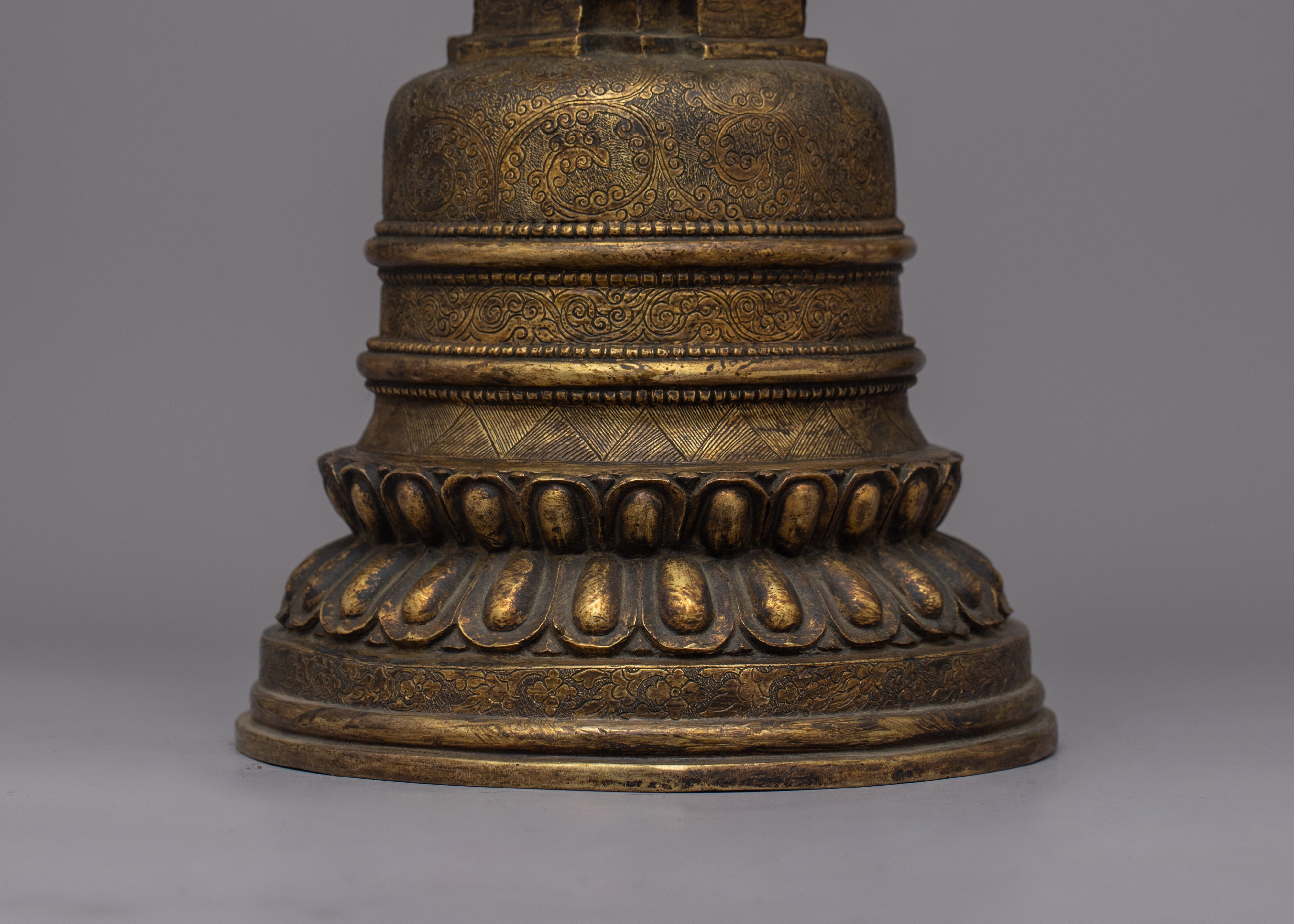 Traditional Copper Tibetan Stupa | Handcrafted Sacred Symbol for Peaceful Decor