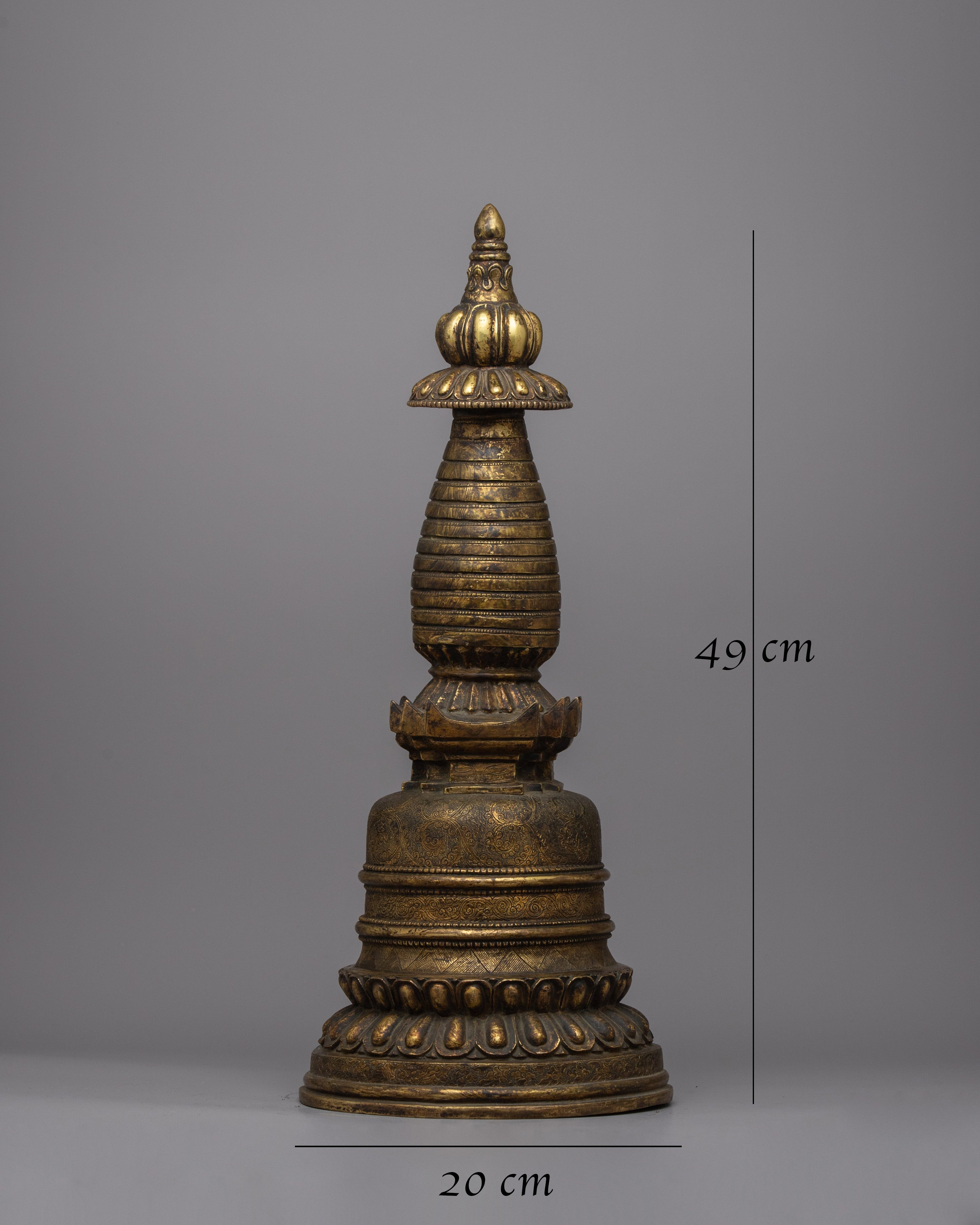 Traditional Copper Tibetan Stupa | Handcrafted Sacred Symbol for Peaceful Decor