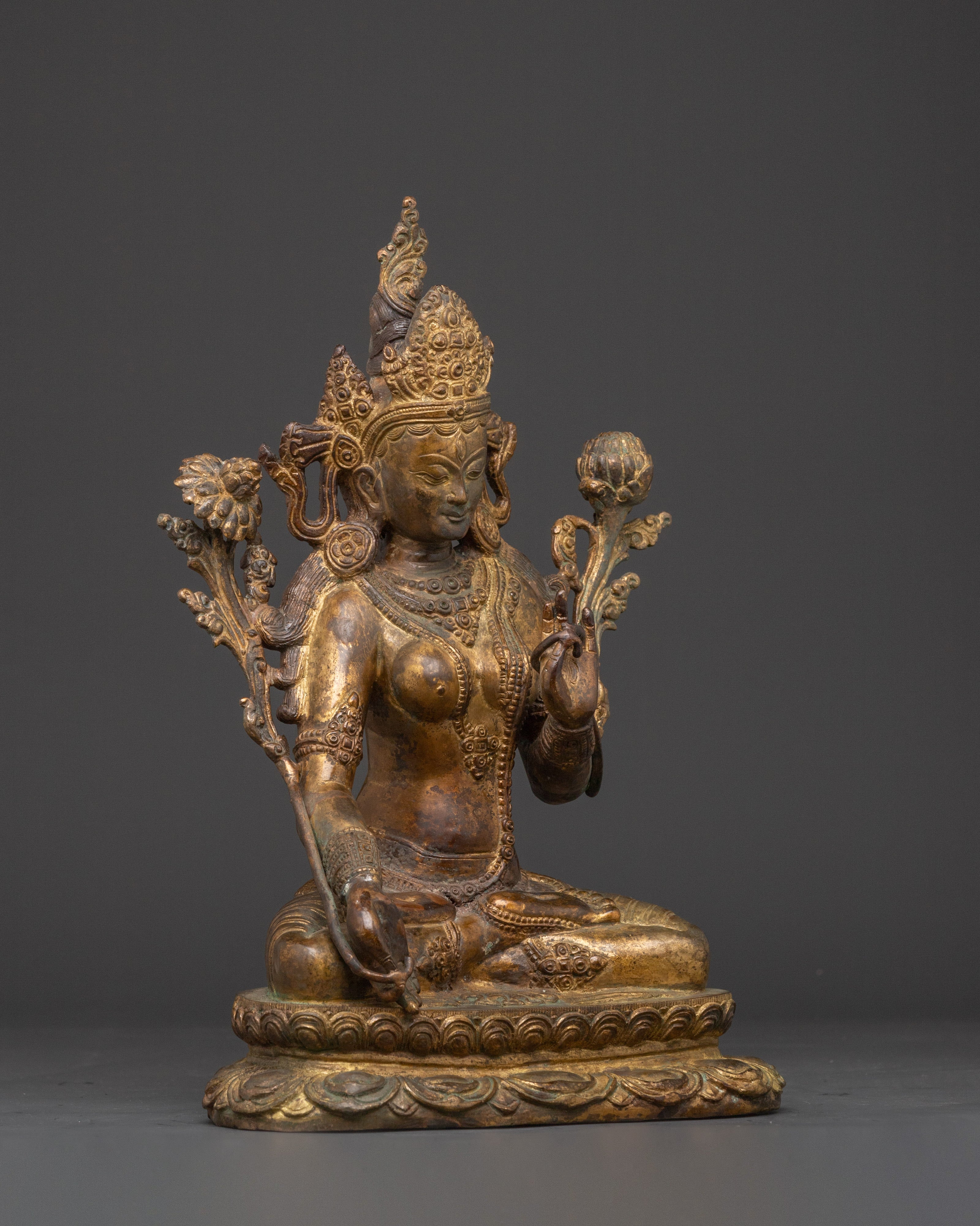 Handcrafted White Tara Brass Statue | For Healing and Mindfulness