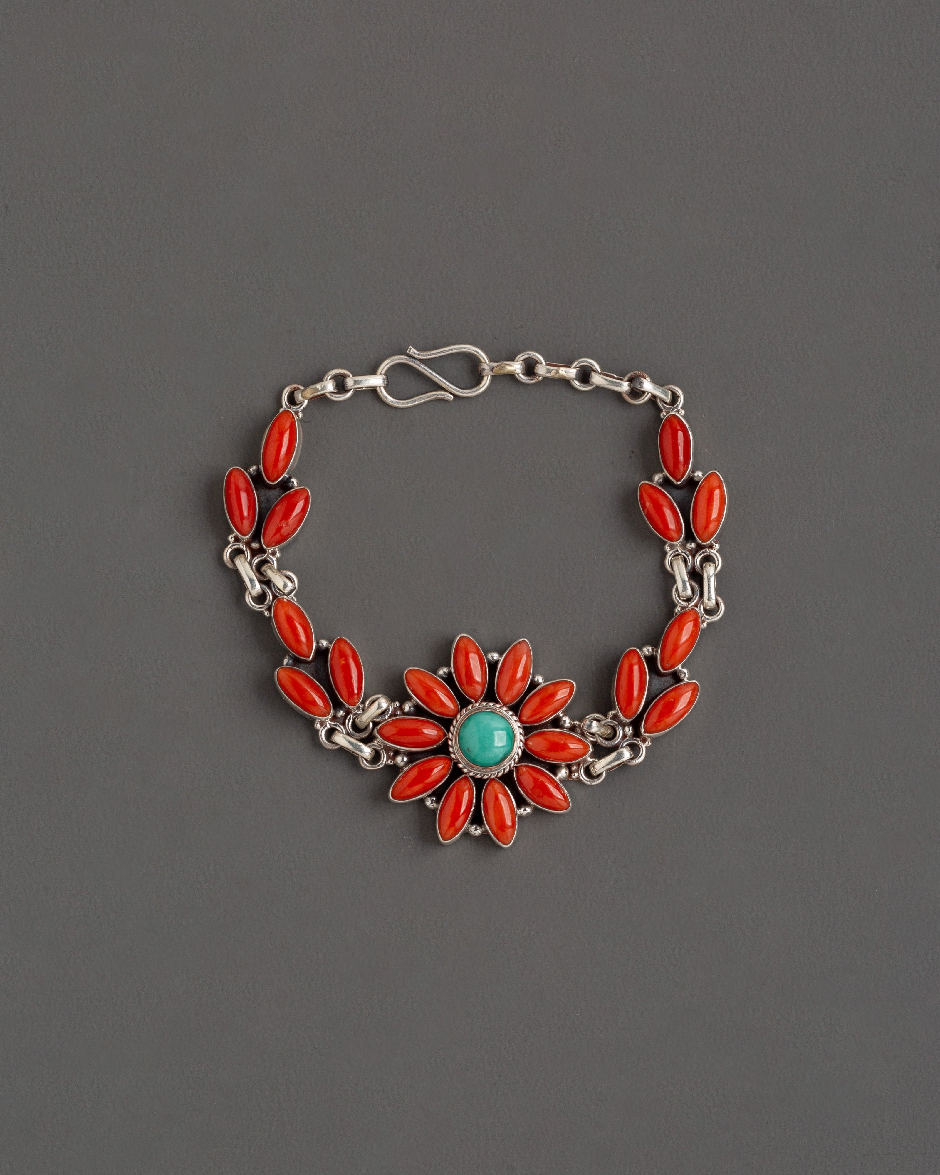 Flower Design Silver Bracelet