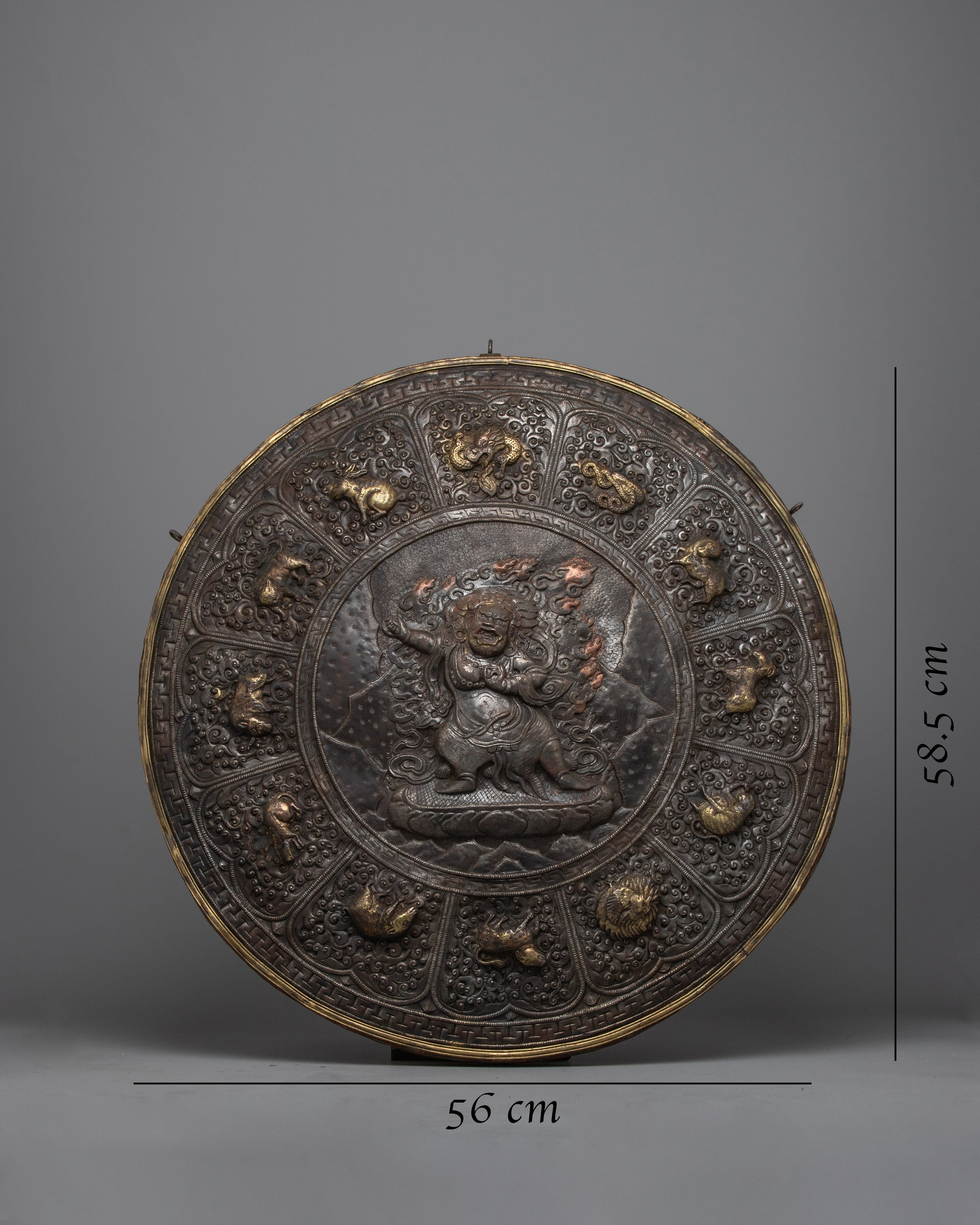 Large Metal Wall Hanging of Vajrapani | Tibetan Buddhist Protector Deity of Dharma & Devotees